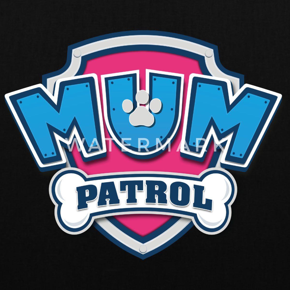 Spreadshirt Henkeltasche Paw Patrol Mum Patrol Muttertag Mama Karneval Stoffbeutel (1-tlg)