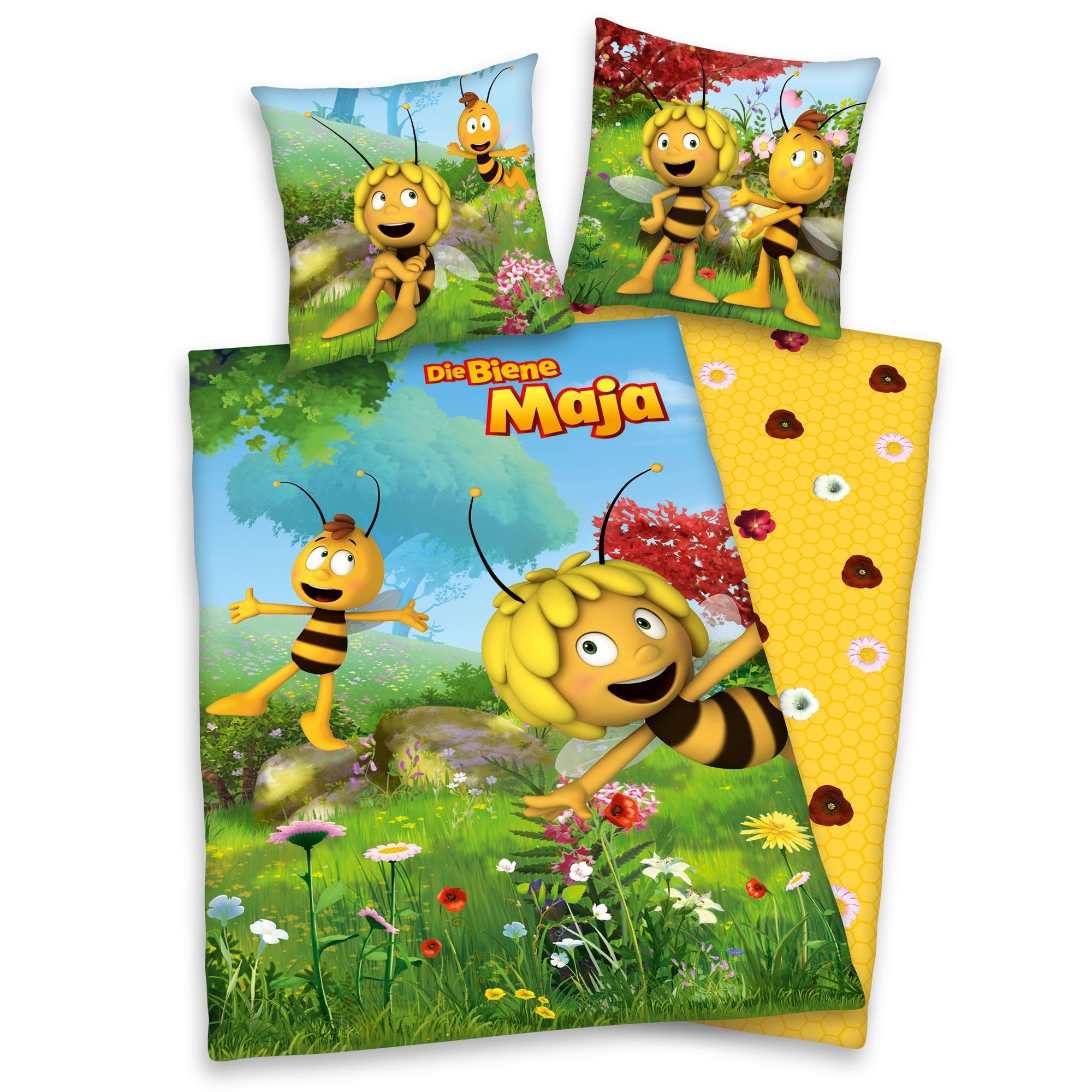 Herding Kinderbettwäsche Biene Maja Wende Bettwäsche 80 x 80 cm + 135 x 200 günstig online kaufen