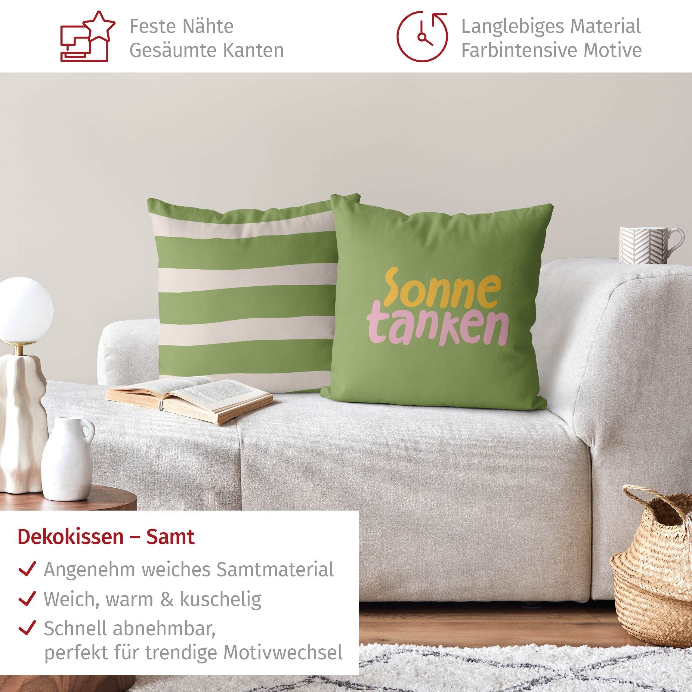 Bilderdepot24 Dekokissen 2-teilig drinnen Kissenhülle/ Sofakissen/ Zierkissen Kissenhülle grün, Bezug mit / ohne Füllung Zierkissen Outdoor Sofa Bett