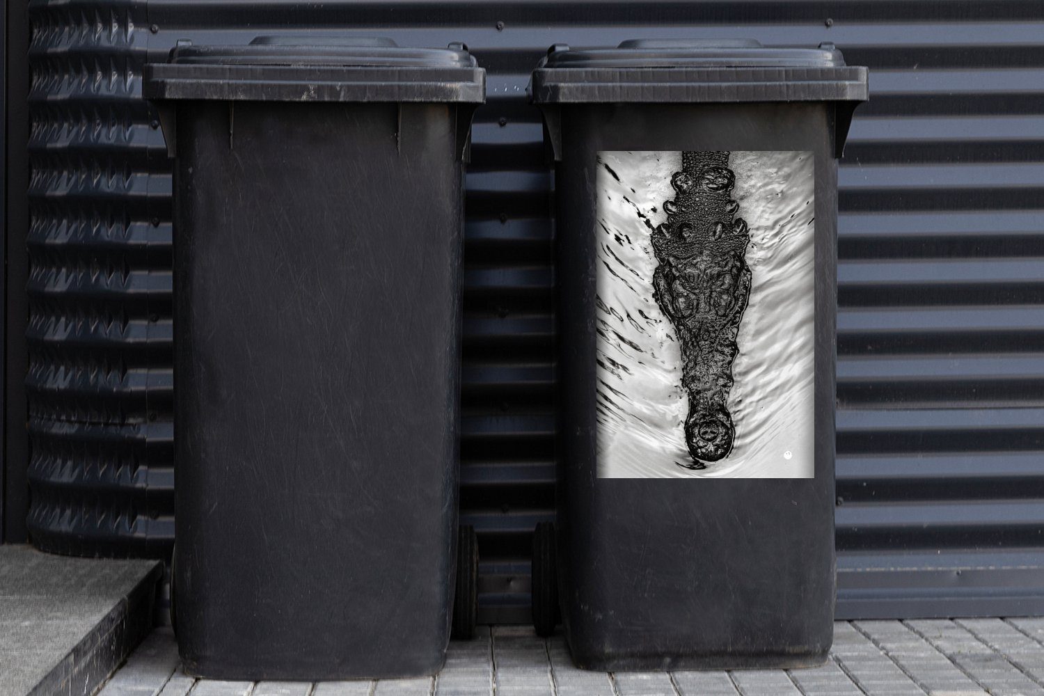 Container, St), Mülleimer-aufkleber, Mülltonne, - Abfalbehälter MuchoWow Wandsticker - (1 Sticker, Krokodil Amerika Reptilien