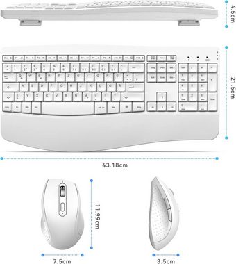 Seenda Ergonomisches 2.4G USB Kabellose Fullsize Tastatur- und Maus-Set, mit Handgelenkauflage und faltbaren Ständern, Wireless für Windows PC