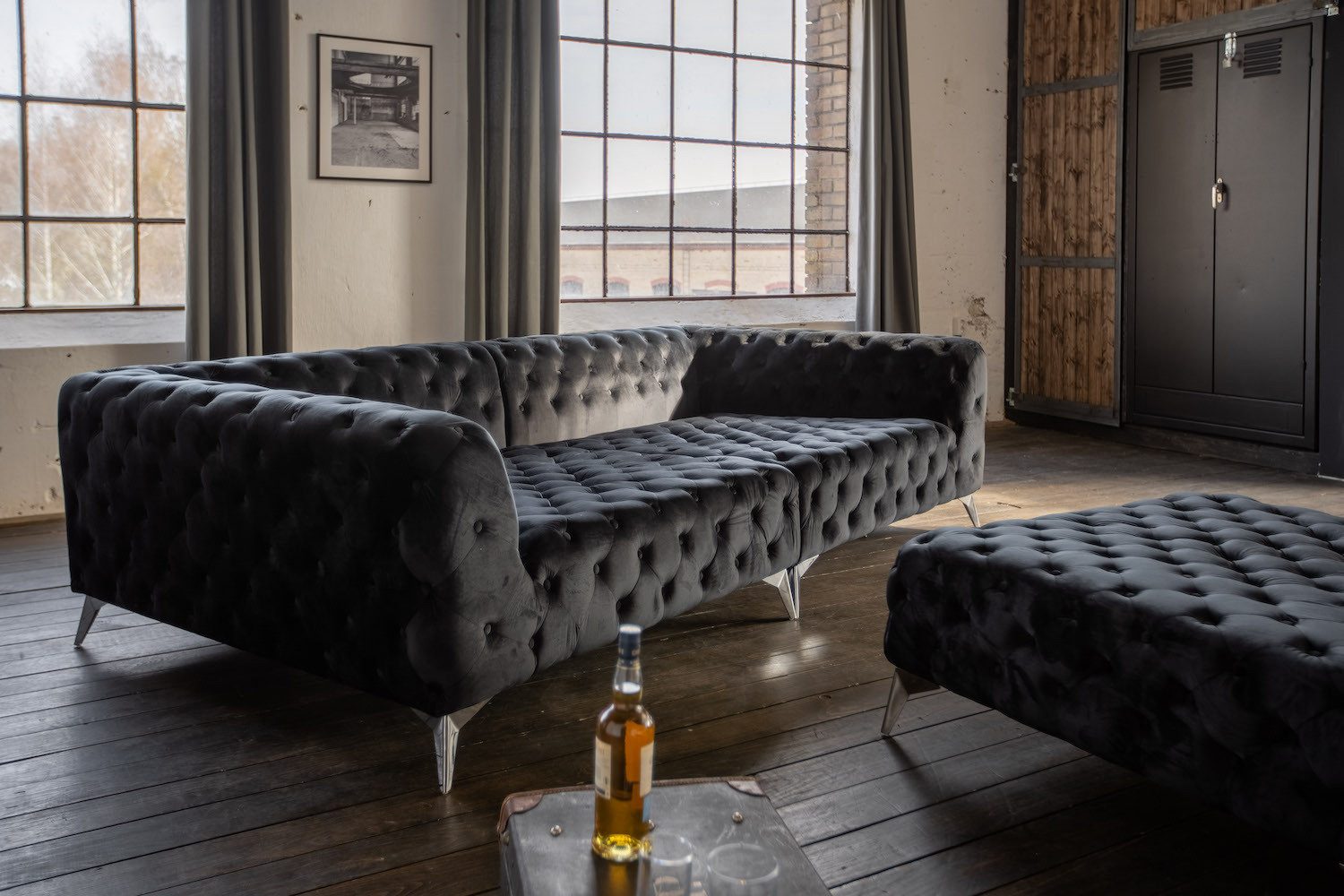 KAWOLA Big-Sofa NARLA, Couch Chesterfield Velvet, günstig online kaufen