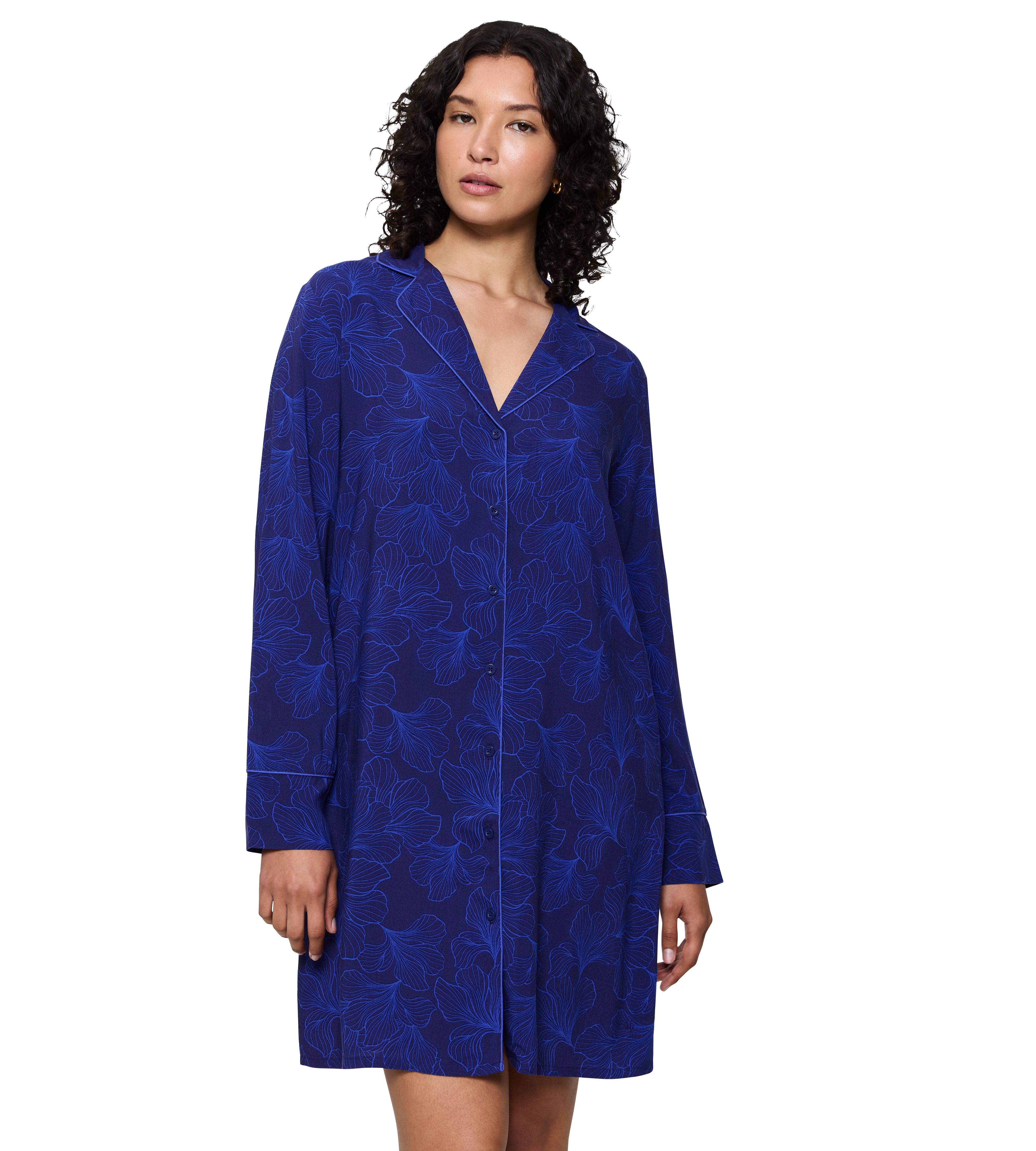 Triumph Nachthemd Boyfriend Fit NDW mit durchgehender Knopfleiste, lange Ärmel, Kragen, legere Passform