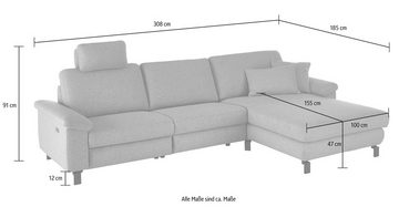 3C Candy Ecksofa Mainau L-Form, Relaxfunktion im 1,5-Sitzer, motorische Schlaffunktion in Longchair