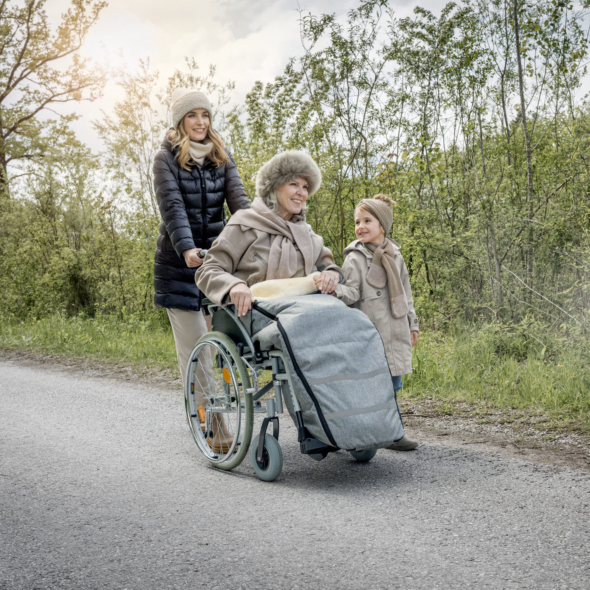 Kinderhaus Blaubaer Fußsack Rollstuhl Lammfell Fusssack black-melange TOP günstig online kaufen