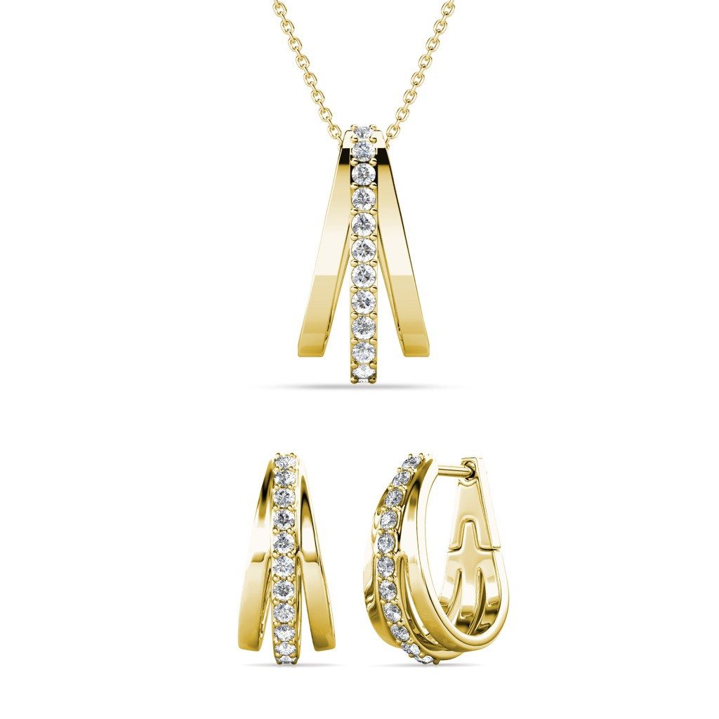 Schmuckset Aurielle Roségold Kristall - Creolen & Halskettchen