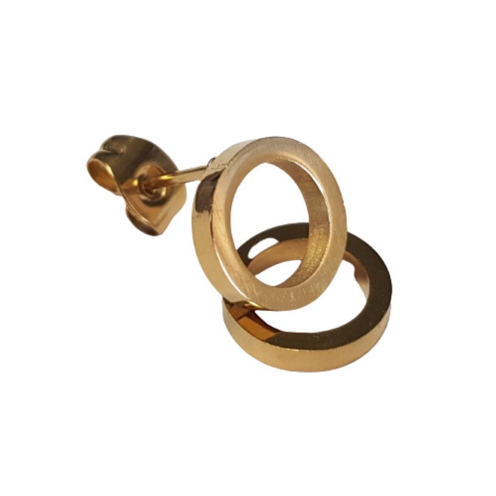 BUNGSA Ohrring-Set Ohrstecker Kreis gold aus Edelstahl Damen (1 Paar (2 Stück), 2-tlg), Ohrschmuck Ohrringe