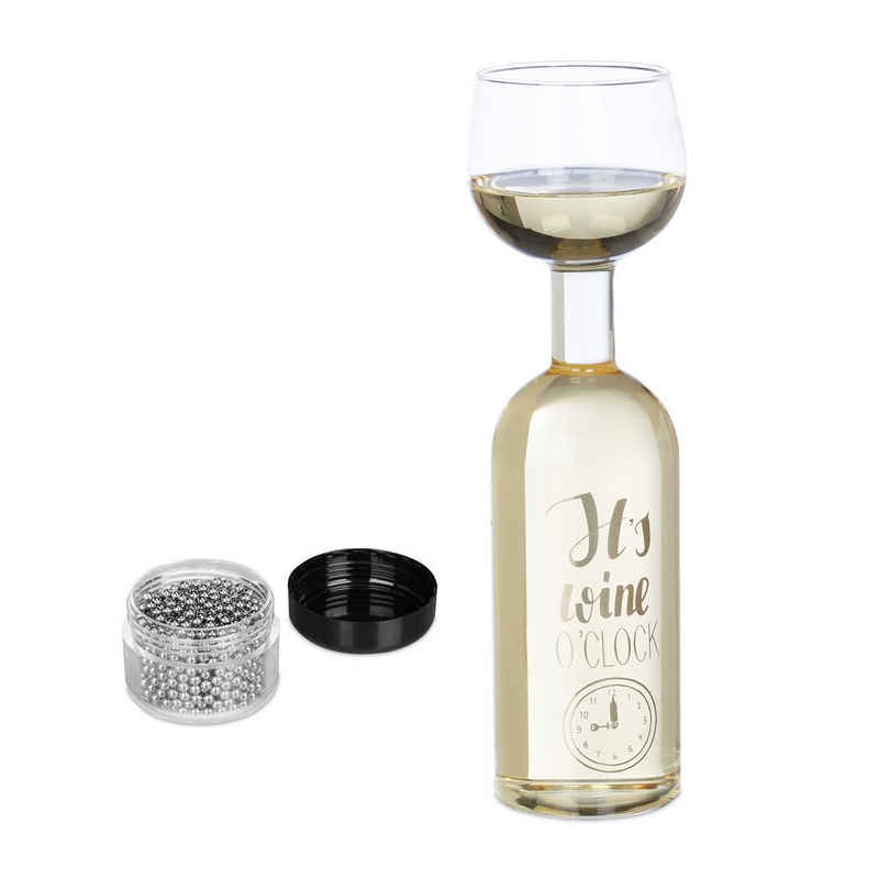 relaxdays Weinglas XXL Weinflasche mit Glas, Glas