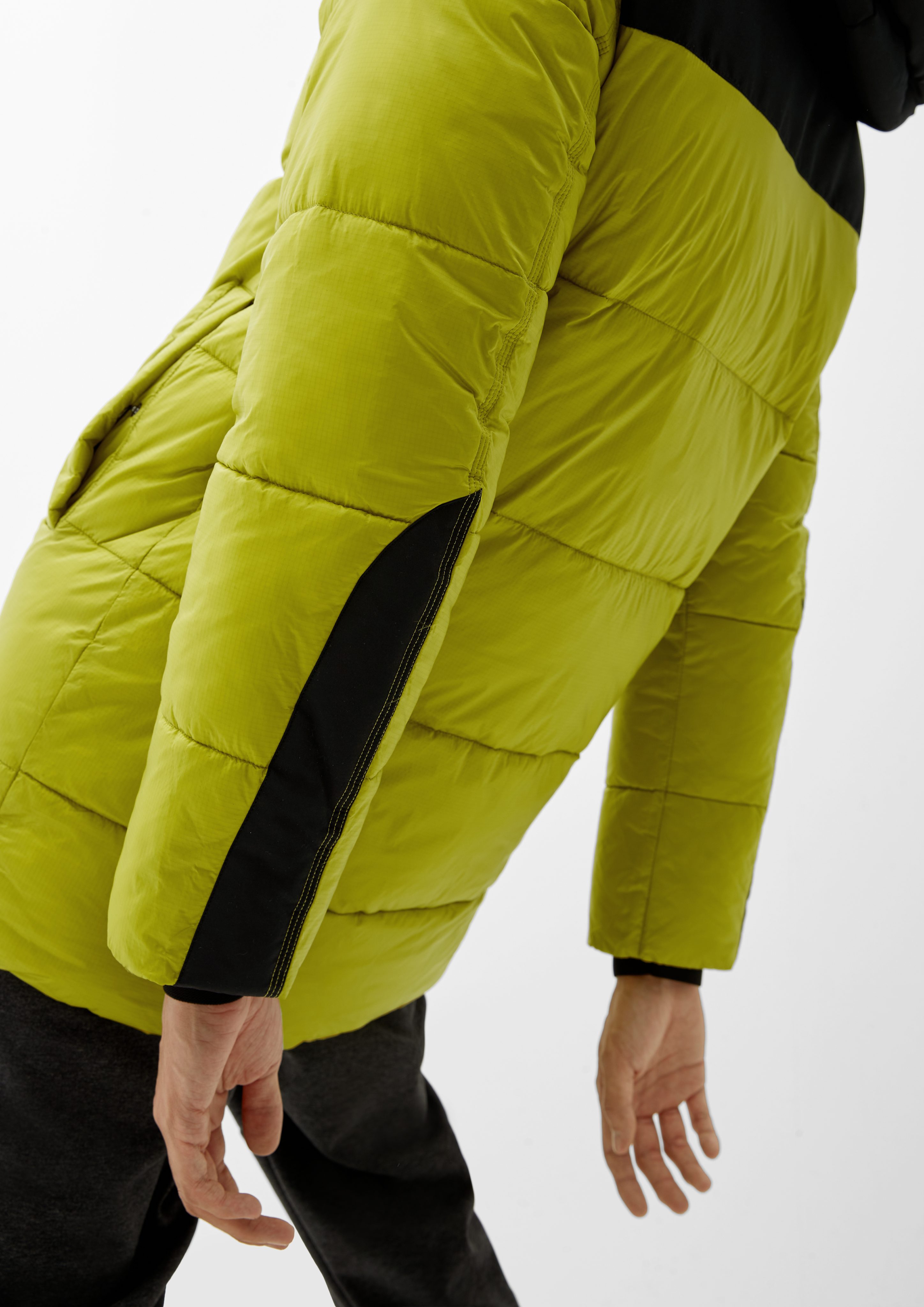 light Langmantel Lang Puffer-Jacke green QS geschnittene