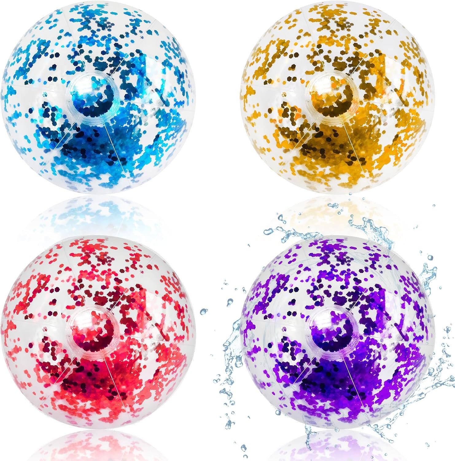 FELIXLEO Wasserball 4er Set Aufblasbare Glitzer Wasserbälle 40CM, Strandspielzeug Sommer. (1-St)