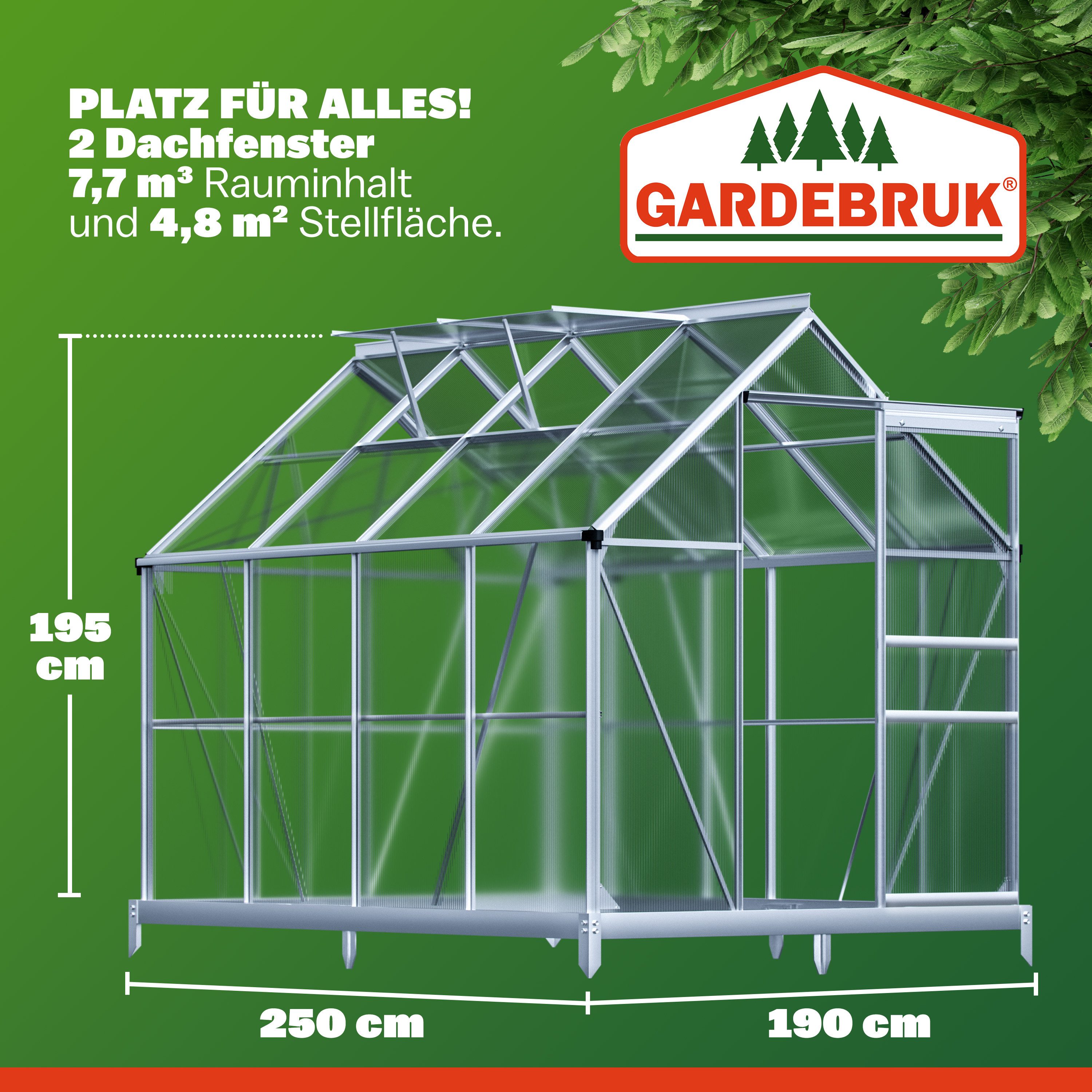 Gardebruk Gewächshaus, Aluminium 4,8m²...