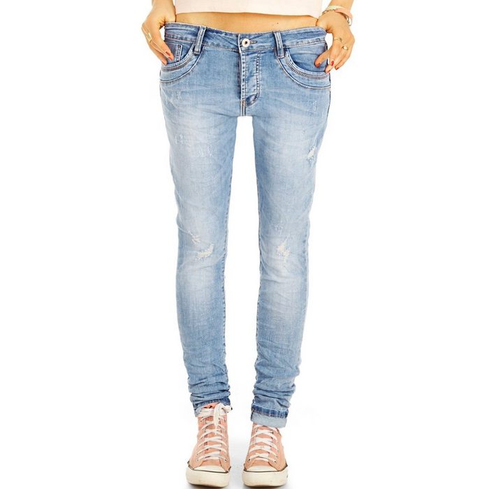 be styled Low-rise-Jeans Low Waist Jeans Hüftjeans tapered Boyfriend Hosen - Damen - j25g-3 mit Stretch-Anteil 5-Pocket-Style
