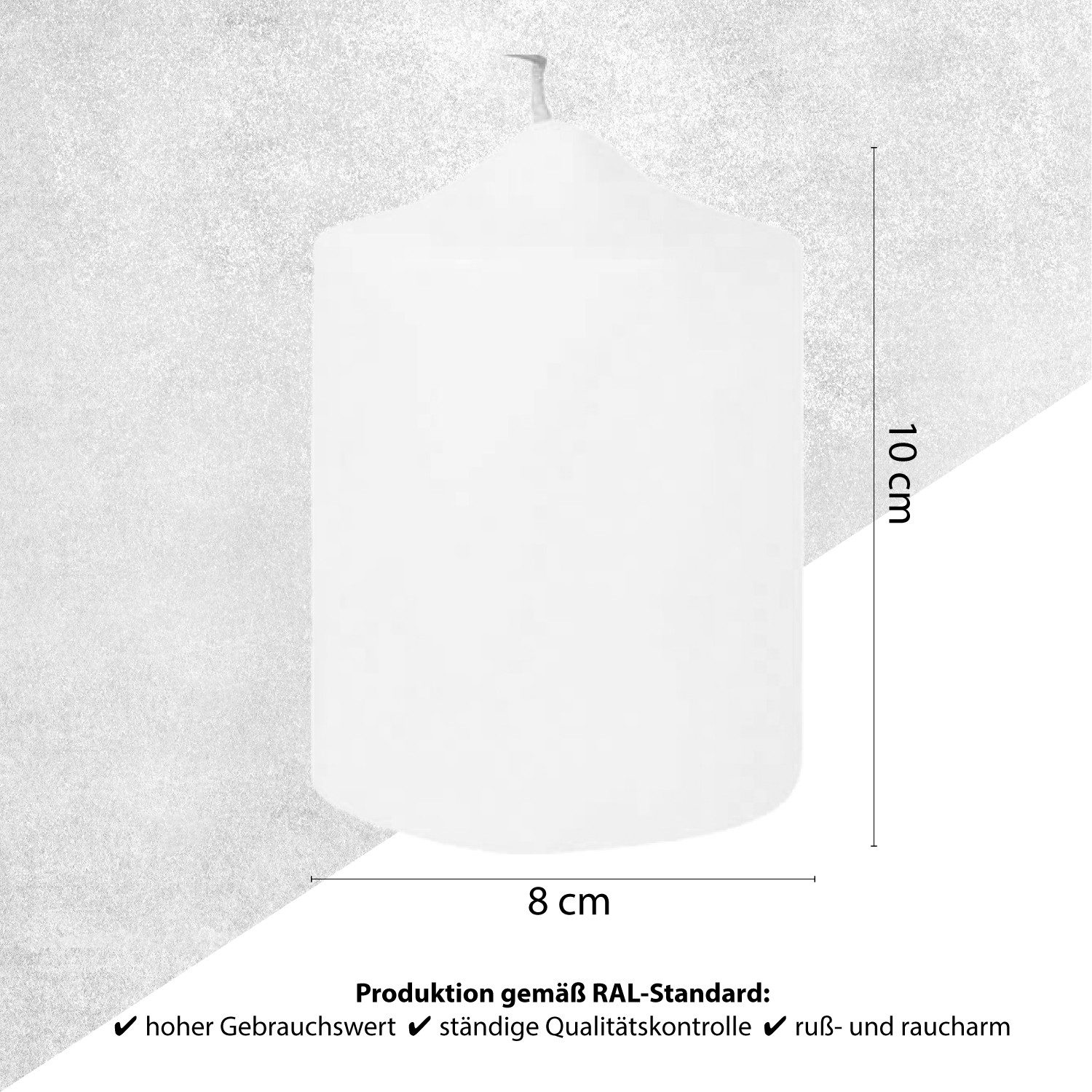 Fink Stumpenkerze FINK Stumpenkerze Candle - weiß - H. 10cm x B. 8cm x D. 8cm (1 Stück)