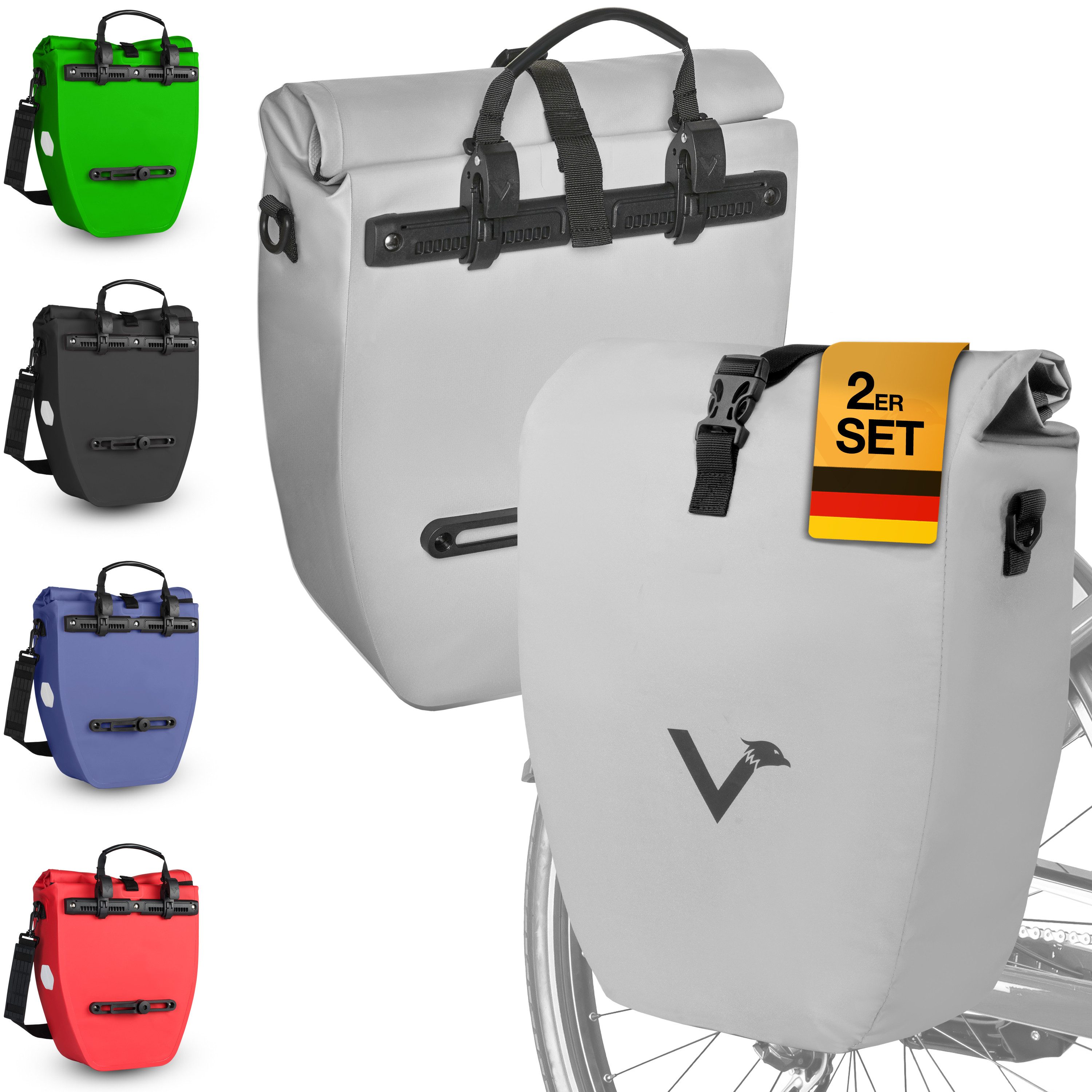 Valkental Fahrradtasche Багажникtasche - Fahrradtasche für Багажник, wasserdicht, große Reflektoren, 20L & 28L