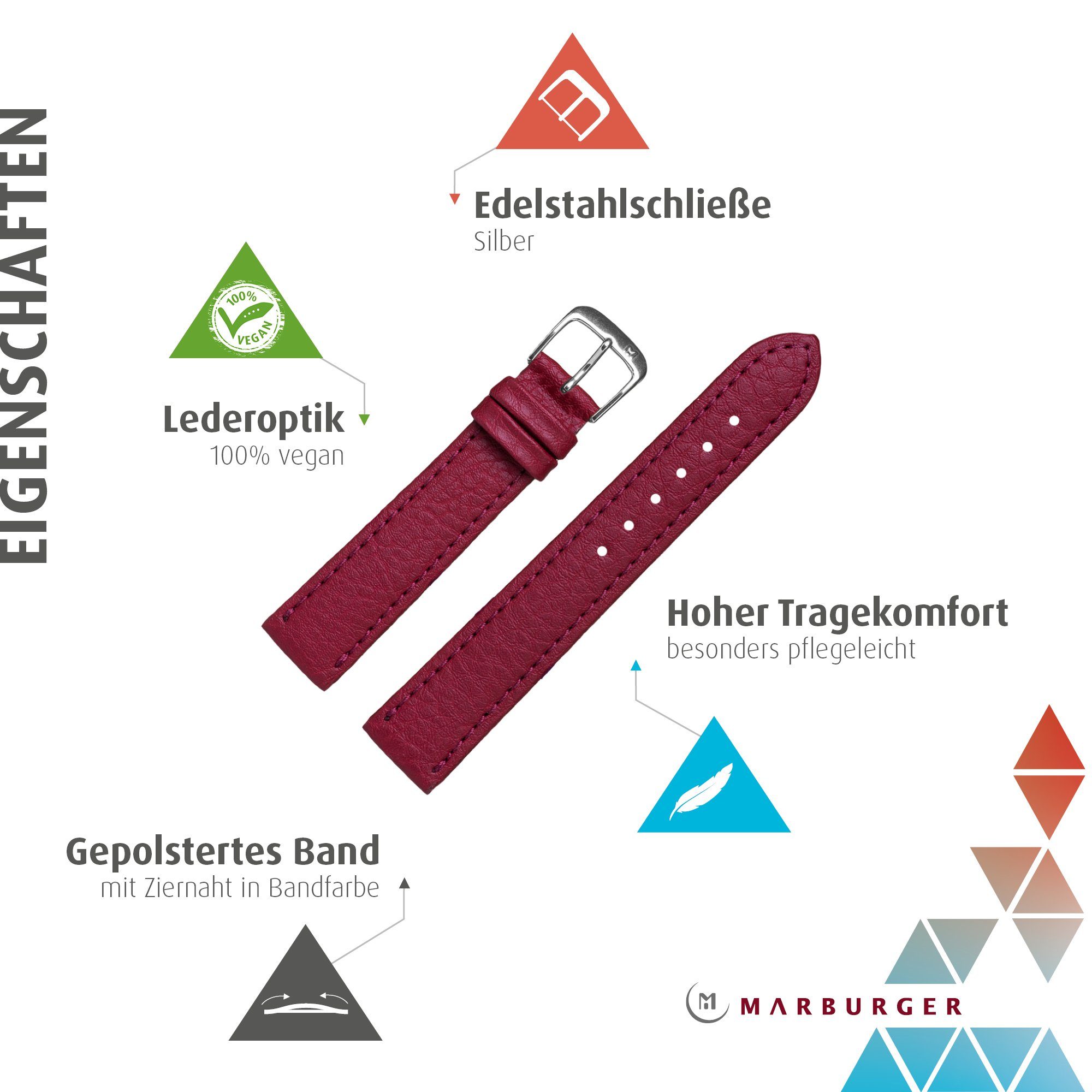 MARBURGER Uhrenarmband 18mm Kunststoff Vegan Rot günstig online kaufen
