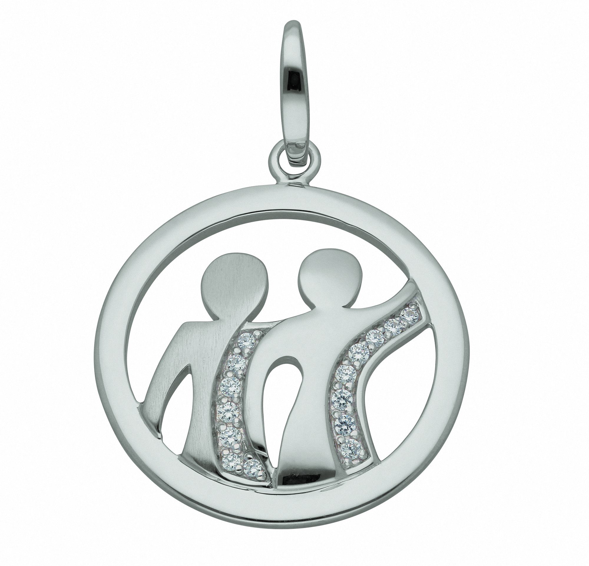 Adelia´s Kette ohne Anhänger 925 Silber Sternzeichen Anhänger Zwilling mit Zirkonia Ø 25,2 mm, Schmuckset - Set mit Halskette | Silberketten