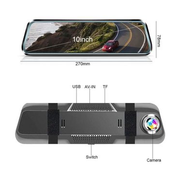 TAFFIO Digital Rückspiegel Dashcam DVR & Rückfahrkamera 10" Touchscreen Dashcam