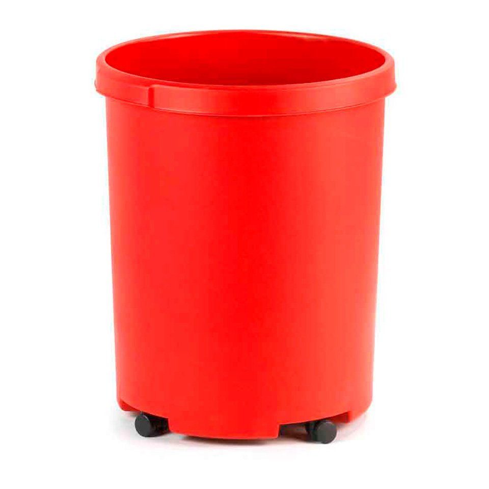 PROREGAL® Papierkorb Praktischer runder Kunststoff 50L, Papierkorb, Rot  Grau