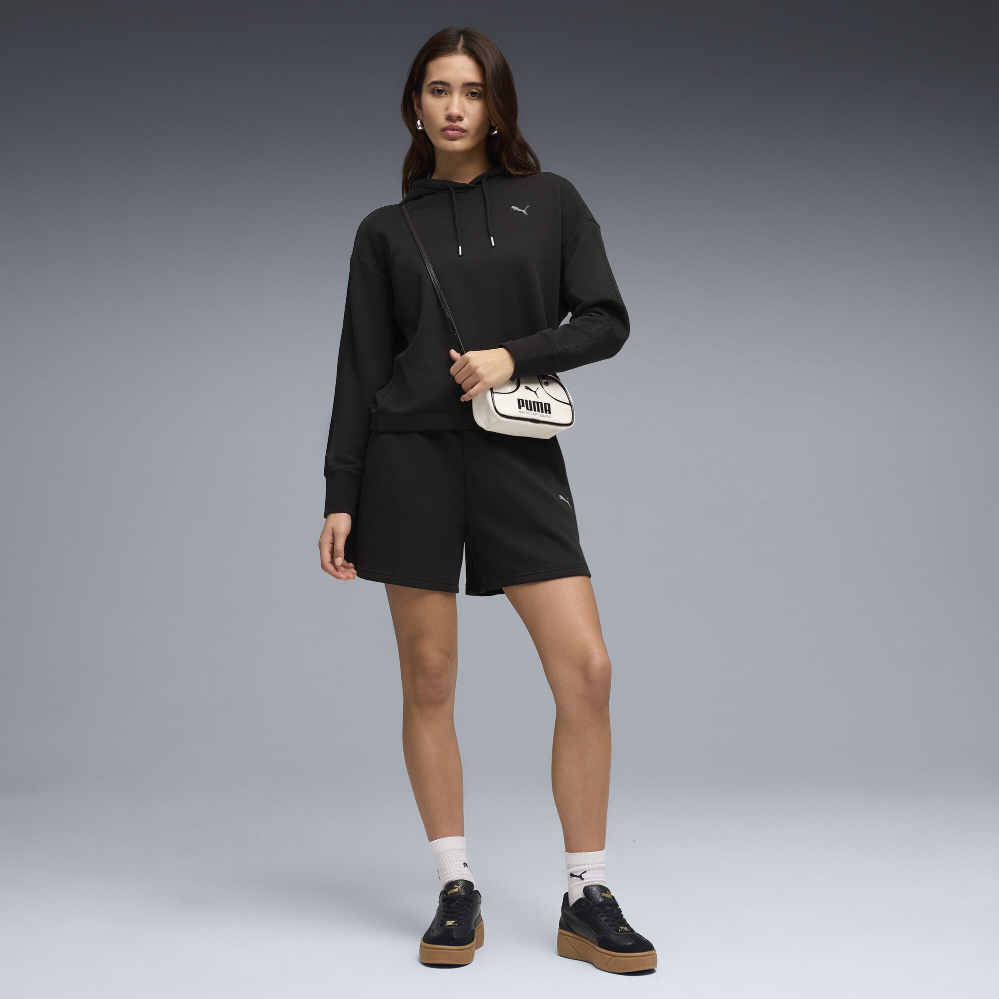 PUMA Jogginganzug Relaxed Kurzer Trainingsanzug mit Kapuze Damen