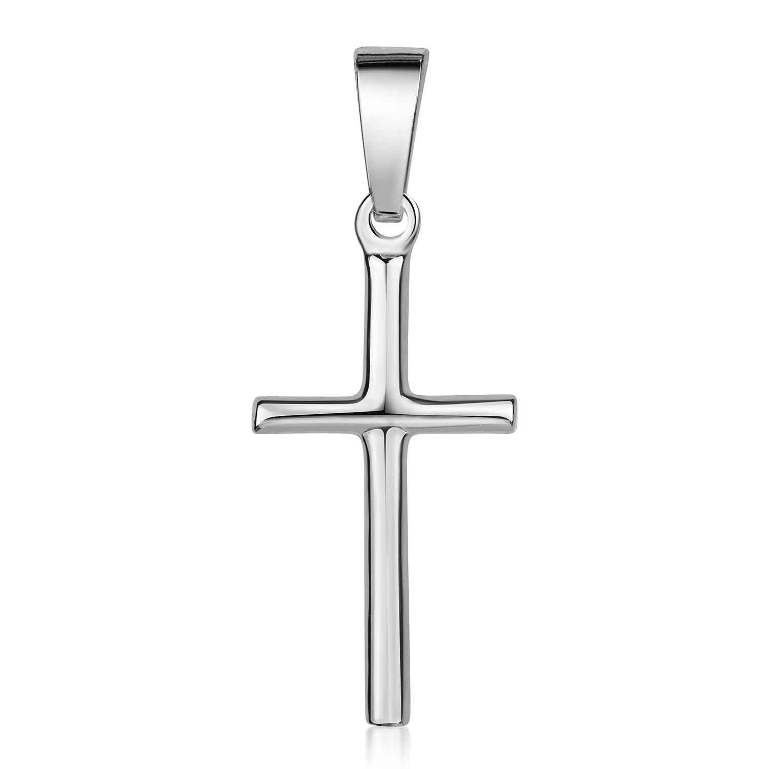 Materia Kreuzanhänger Dezentes Kreuz KA-319, 925 Sterling Silber, rhodiniert
