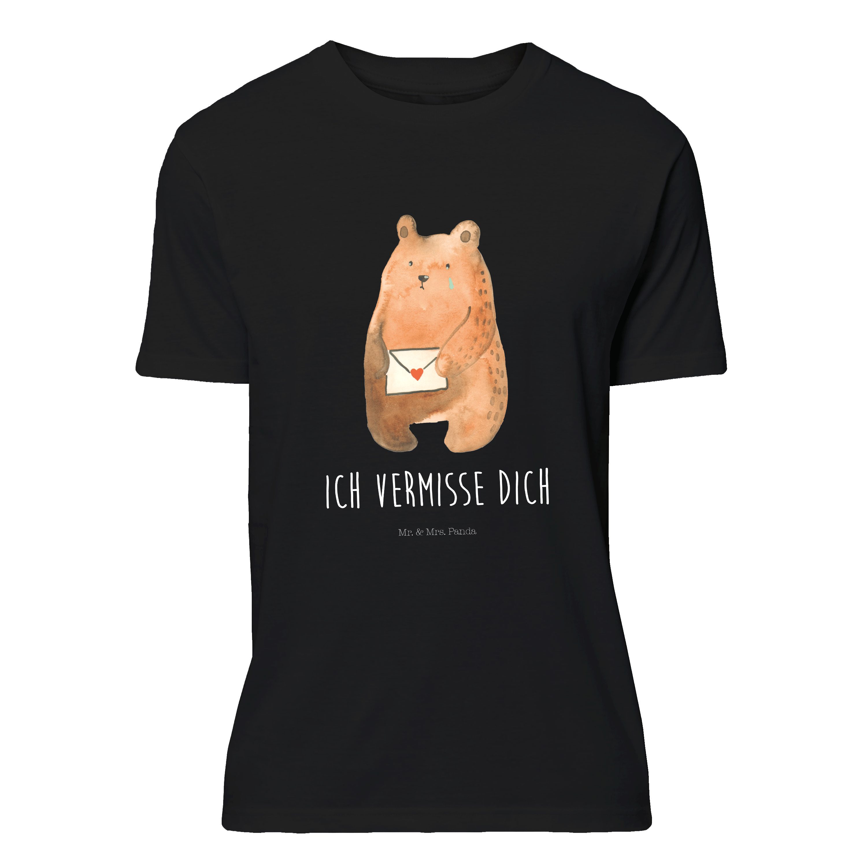 T-Shirt Liebesbrief-Bär - Schwarz - T-Shirt, Shirt