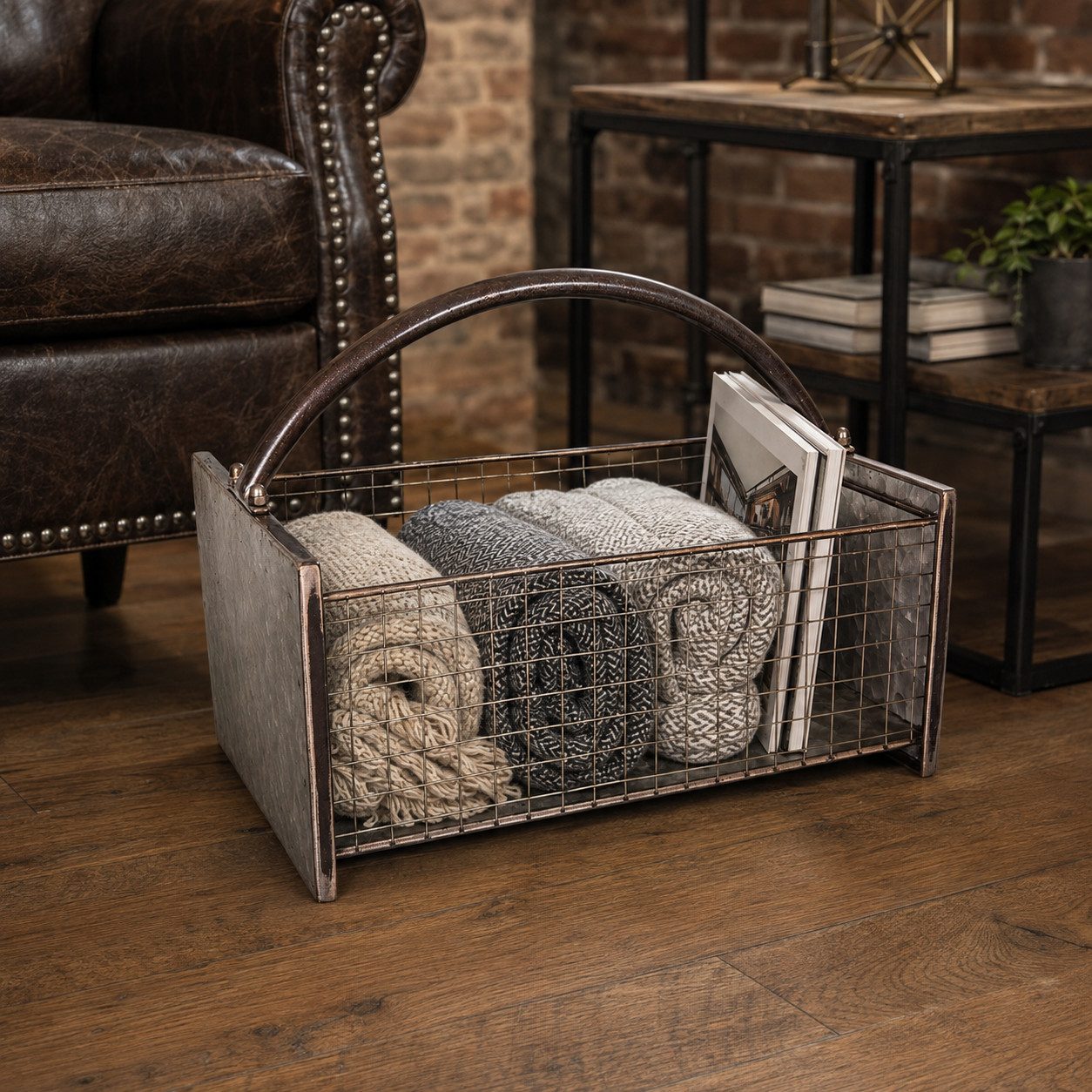 AnticLine Dekokorb Antik Line Aufbewahrungskorb Vintage-Stil mit Tragegriff 39 × 27 ×