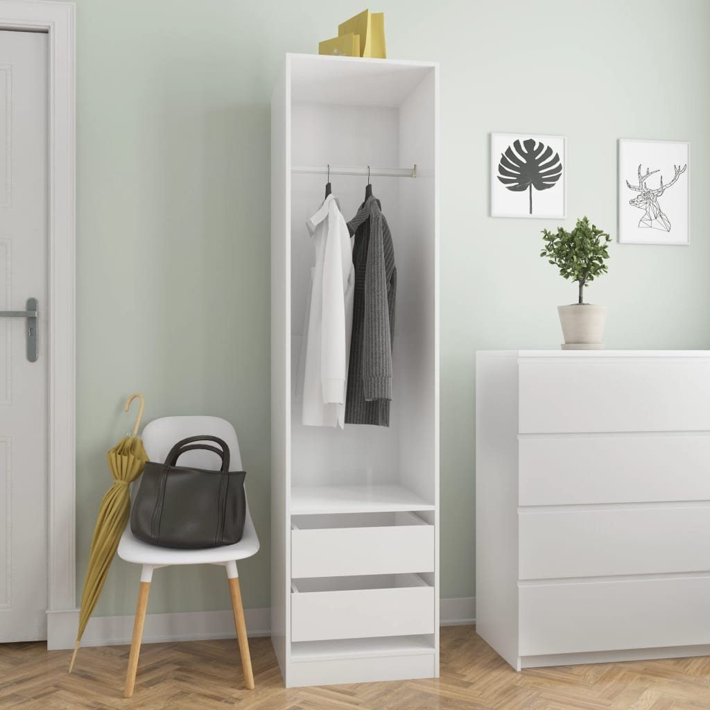 furnicato Kleiderschrank mit Schubladen Hochglanz-Weiß 50x50x200 cm