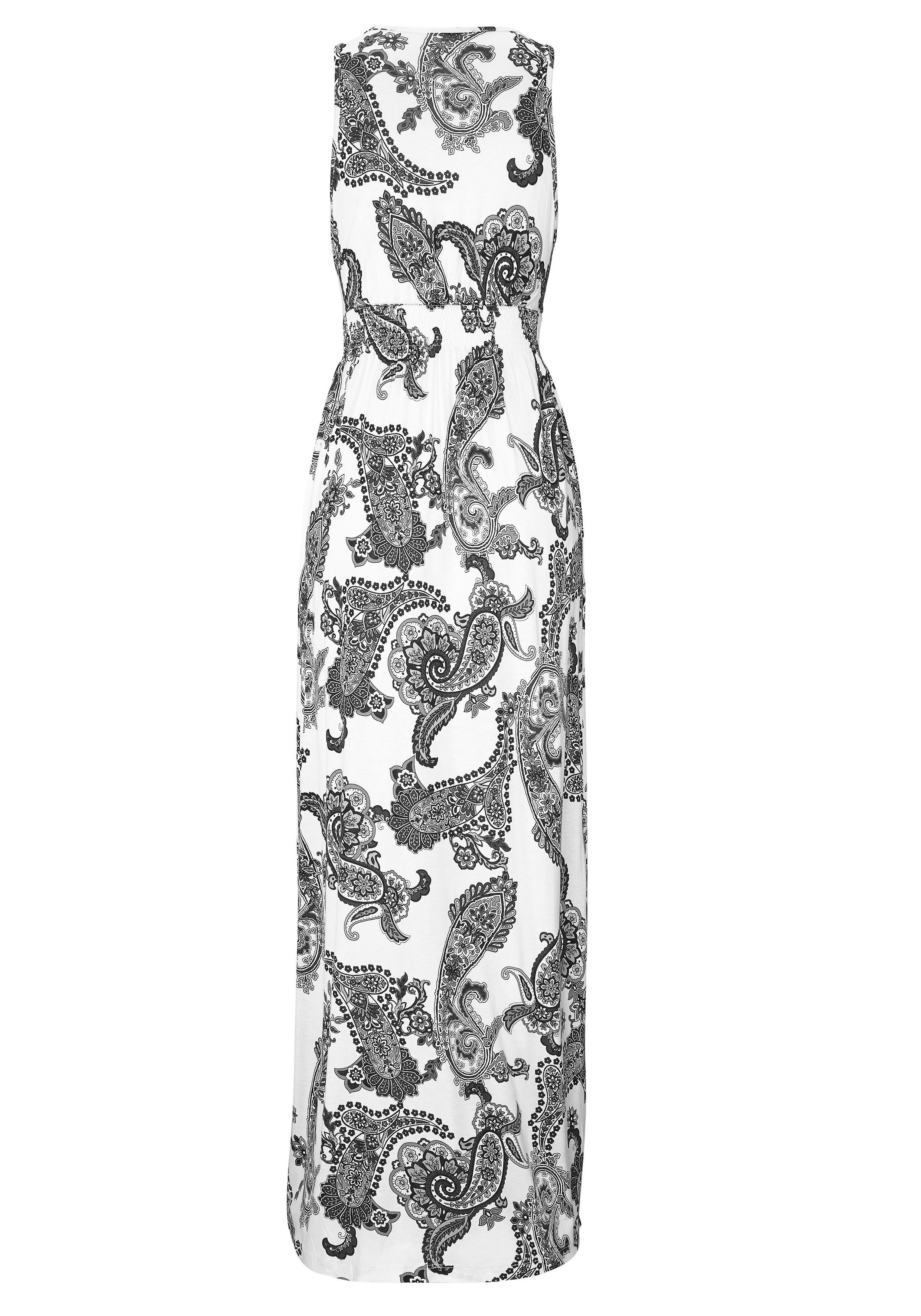 Maxikleid mit verstellbarem Ausschnitt und gesmokter Taille, Jerseykleid