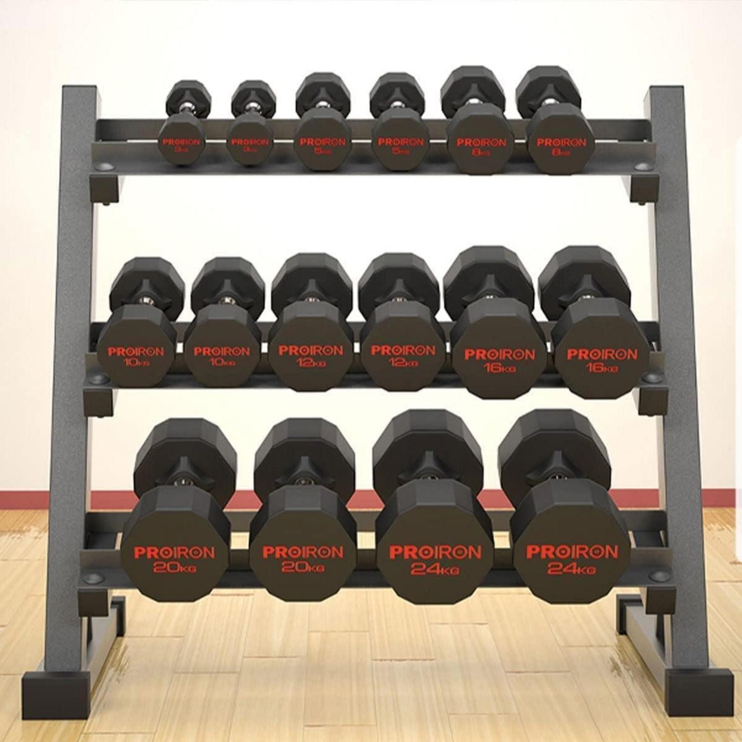 PROIRON Kurzhantel Geruchlose Hexagon Hanteln Stahlkern 12-seitiges Design 3-24kg 5KG X 2