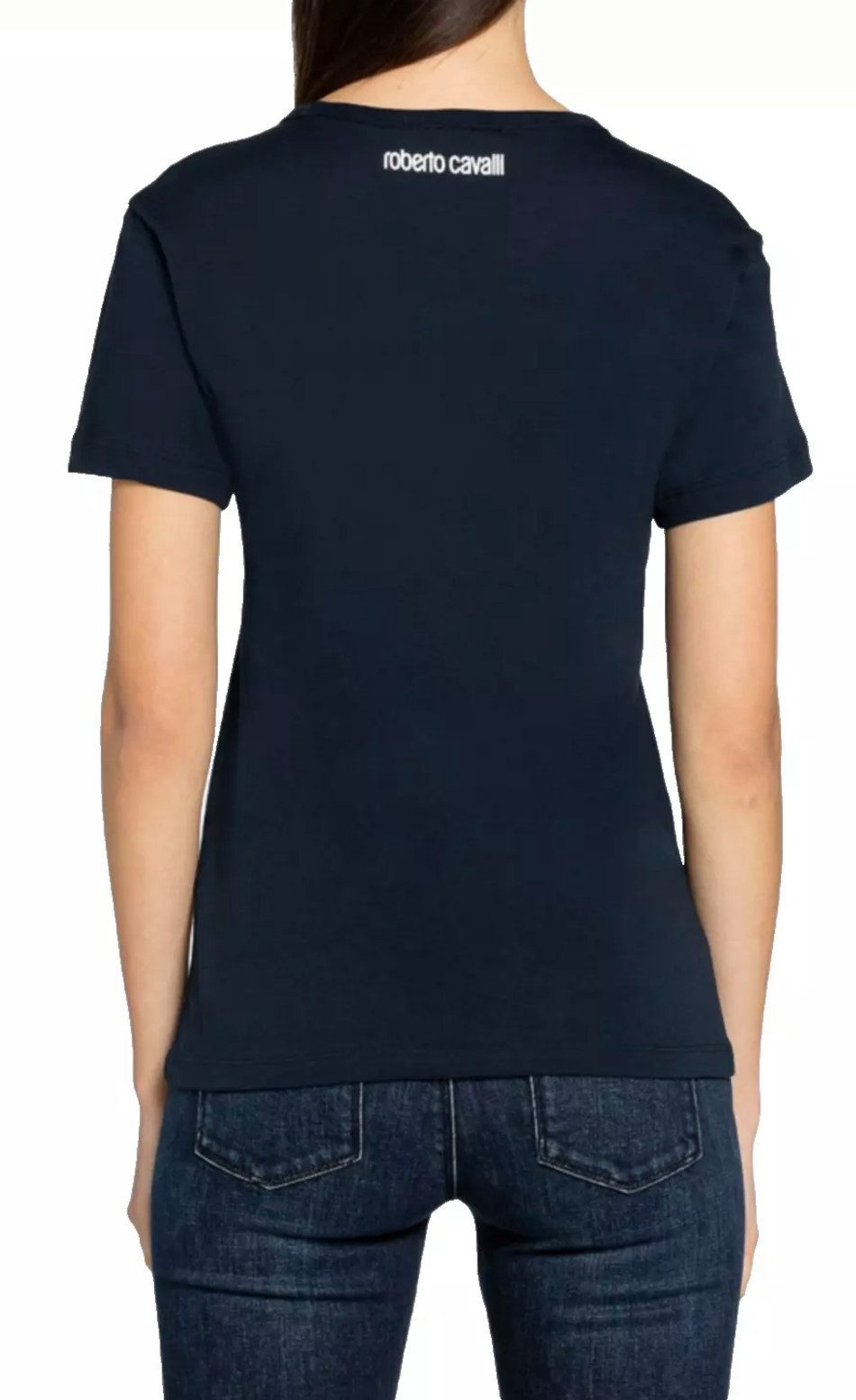 roberto cavalli T-Shirt Firenze Damen RC Monogram Print Logo Slim Fit Scoop-Neck-Ausschnitt und Slim Fit für eine moderne Passform