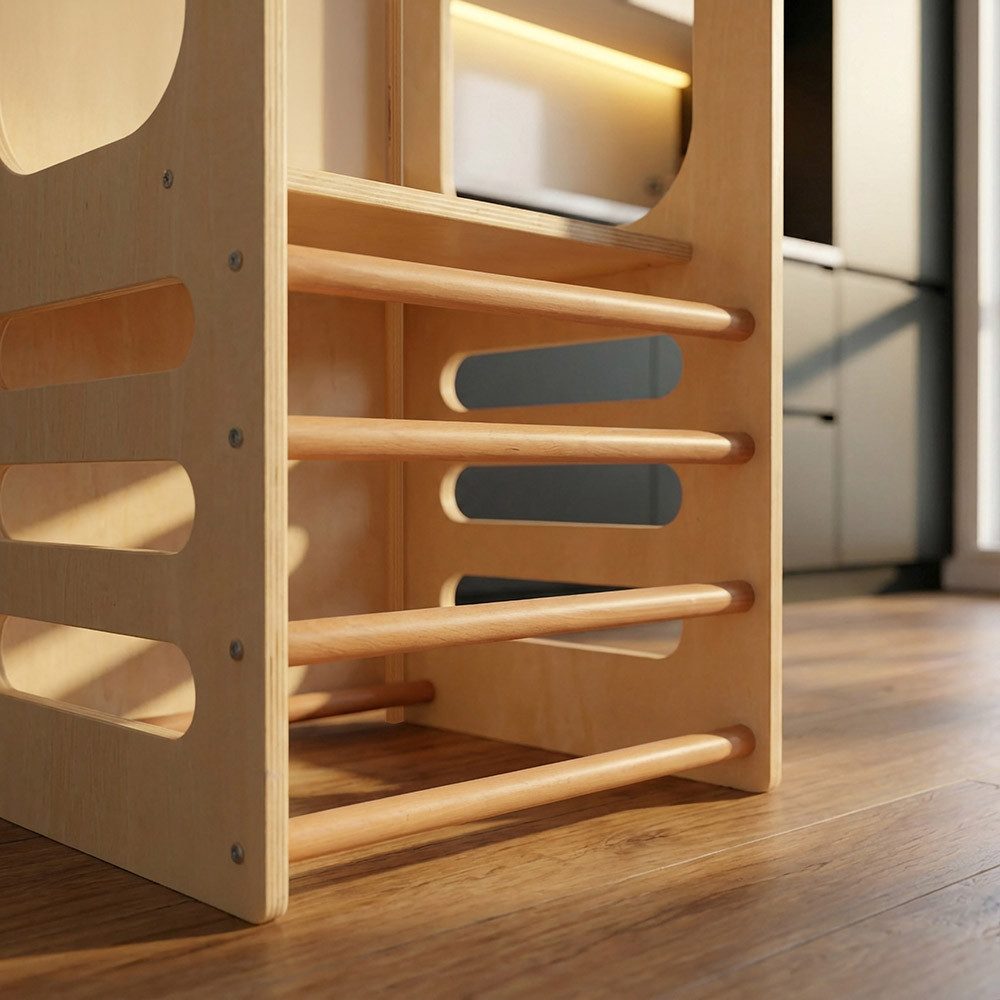 HOME DELUXE Stehhilfe Lernturm 3in1 NILO, Multifunktionaler Lernturm inkl. Lernturm, Rutsche oder Kreidetafel