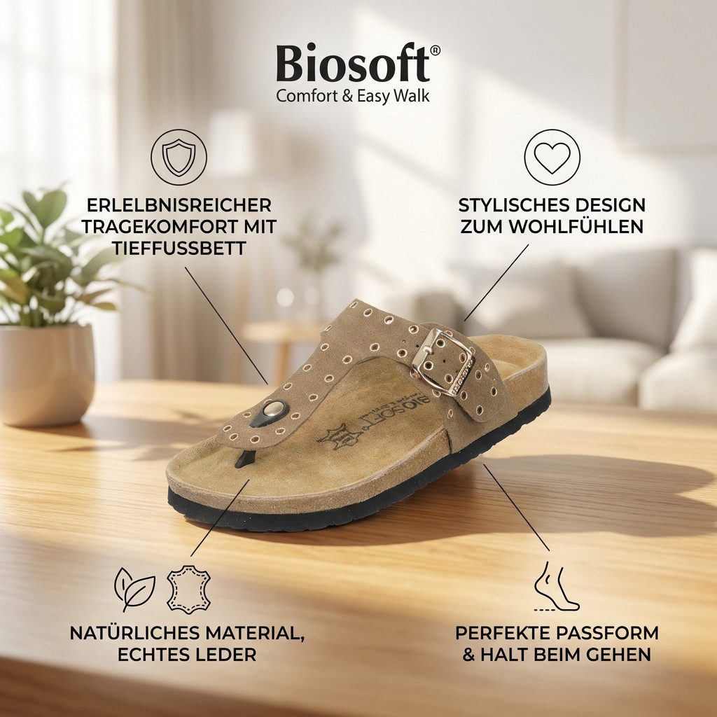 Biosoft Comfort & Easy Walk Zehentrenner Nieten Sandale