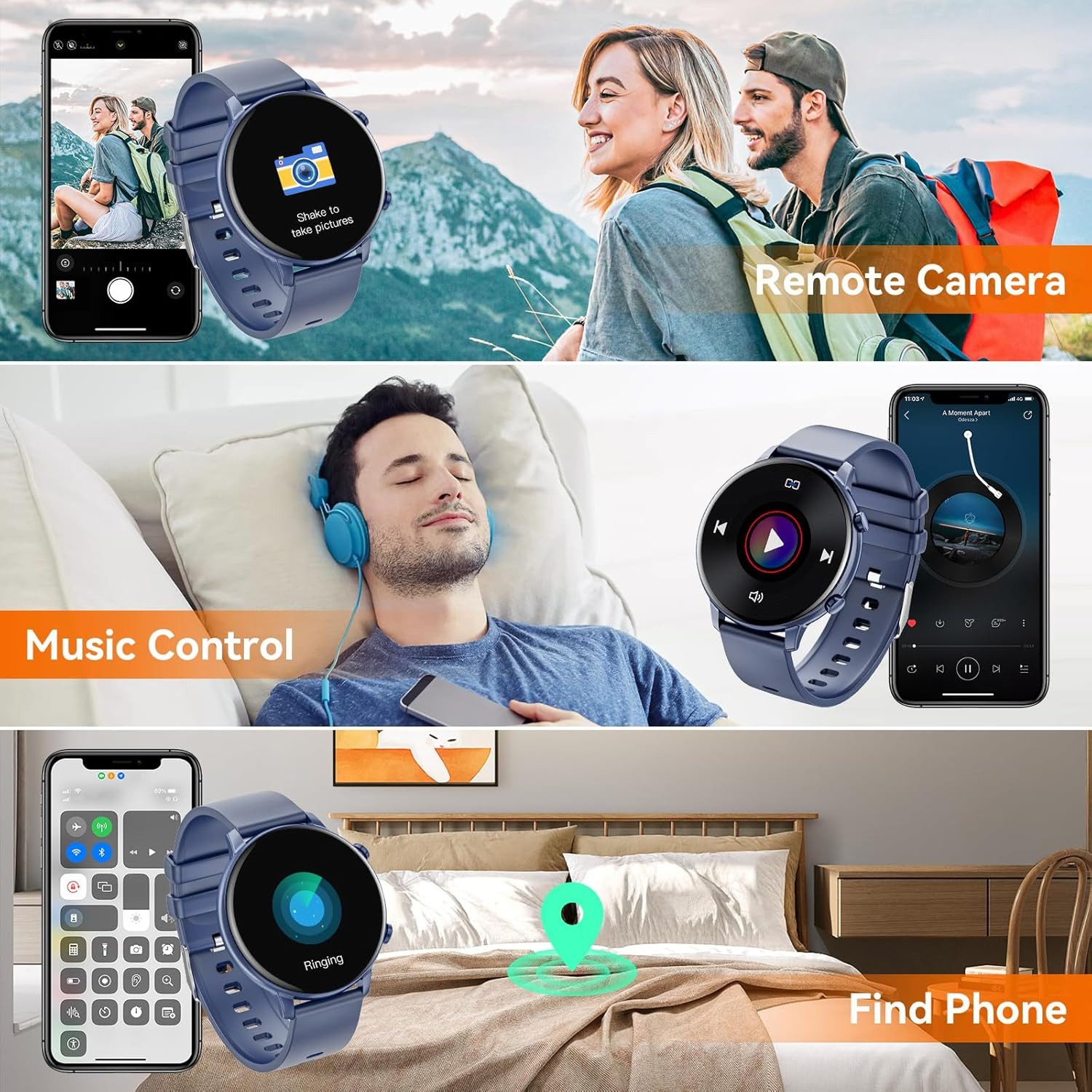 Hwagol Smartwatch (3,5 cm, android ios), Smartwatch mit 1.38" HD Display, Bluetooth Anrufen