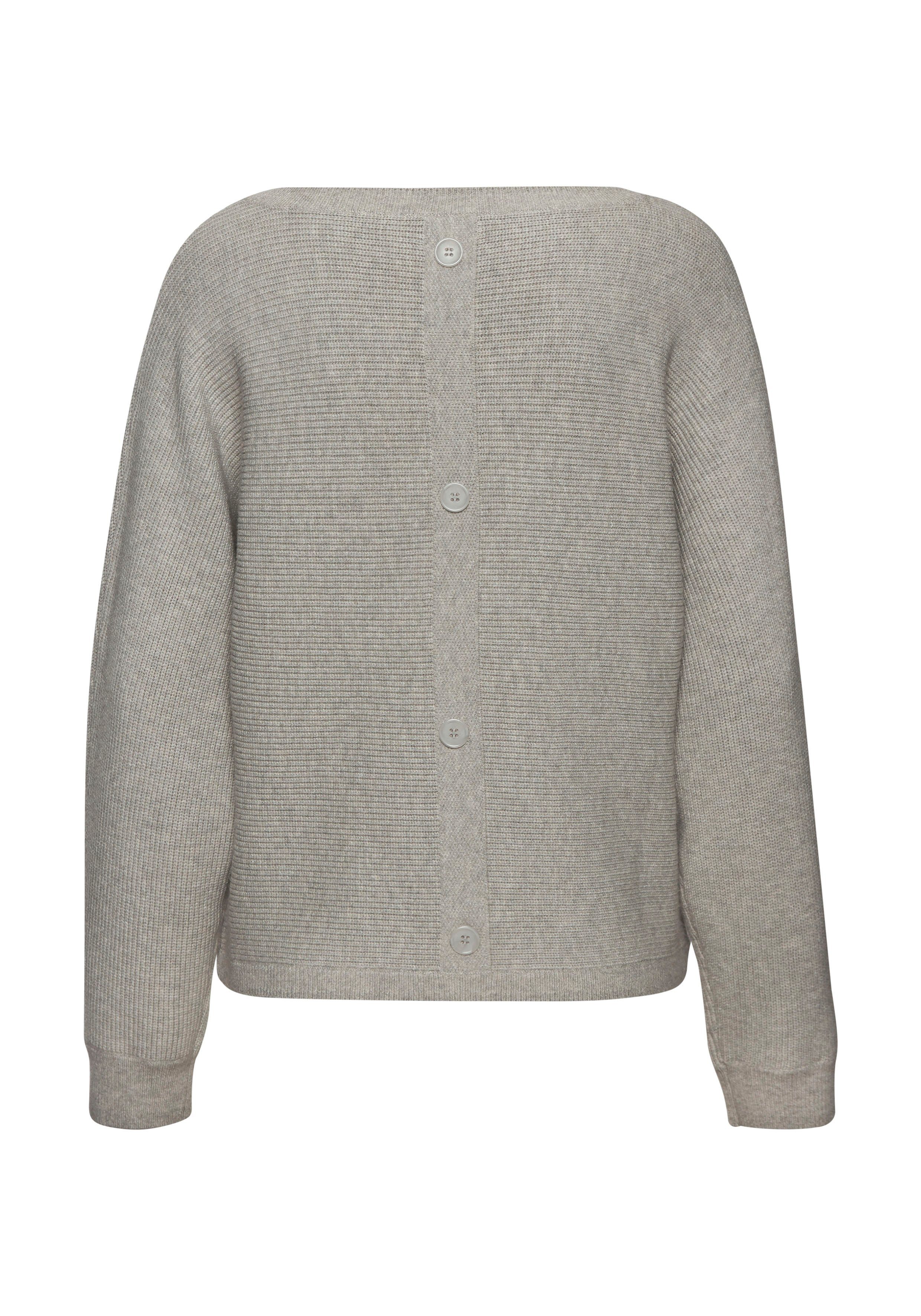 LASCANA Rundhalspullover mit Zierknöpfen hinten, lockerer Strickpullover