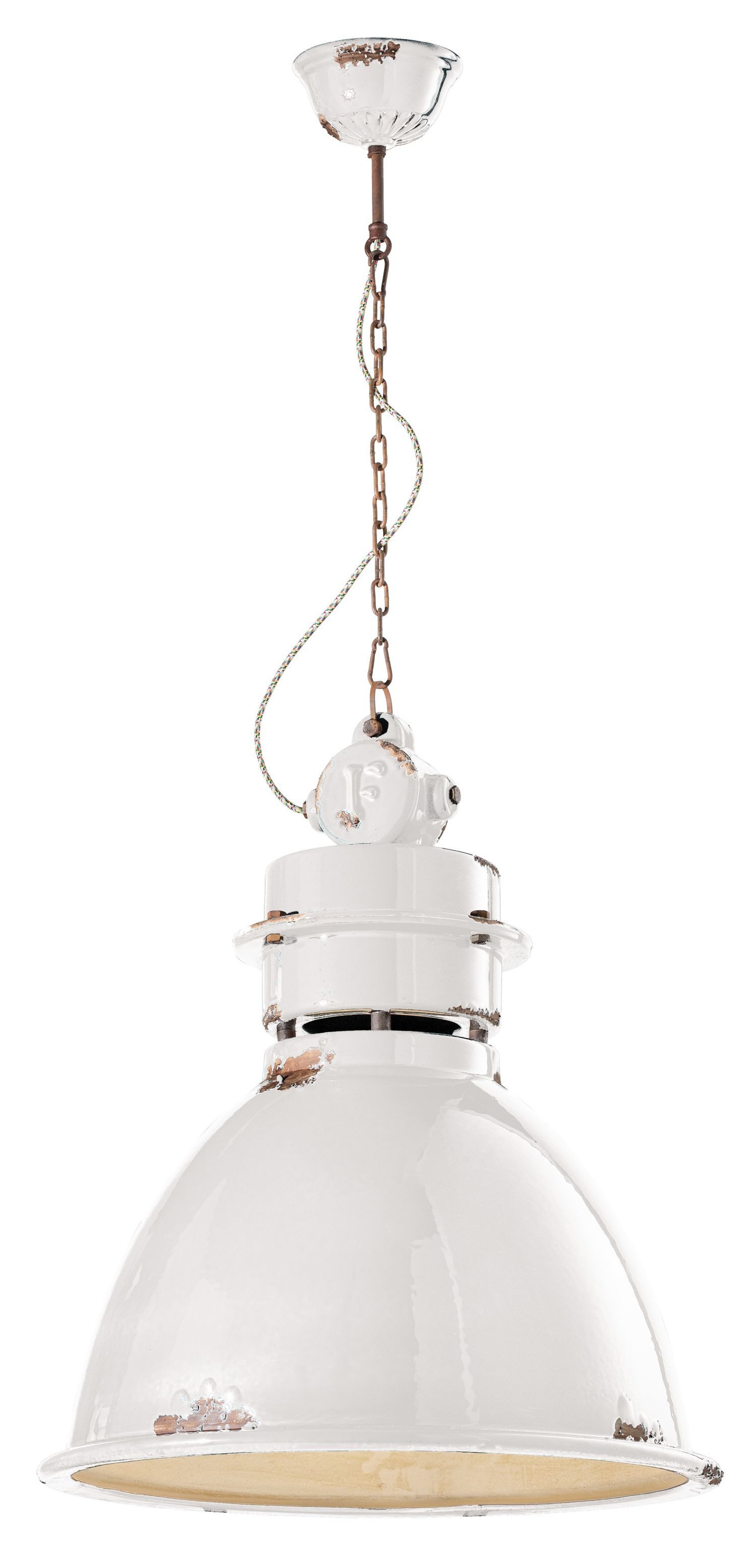 Licht-Erlebnisse Pendelleuchte GIULIA, ohne Leuchtmittel, Keramik E27 H: max. 140 cm Weiß Shabby Antik Vintage Handarbeit