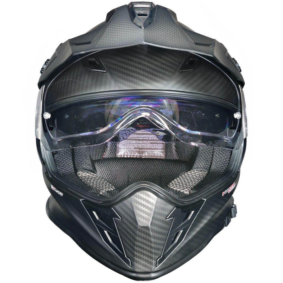 rueger-helmets Motorradhelm RX-967 Crosshelm Integralhelm Quad Cross Enduro  Motocross Offroad Helm PinlockRX-967 Karbon Grafik M