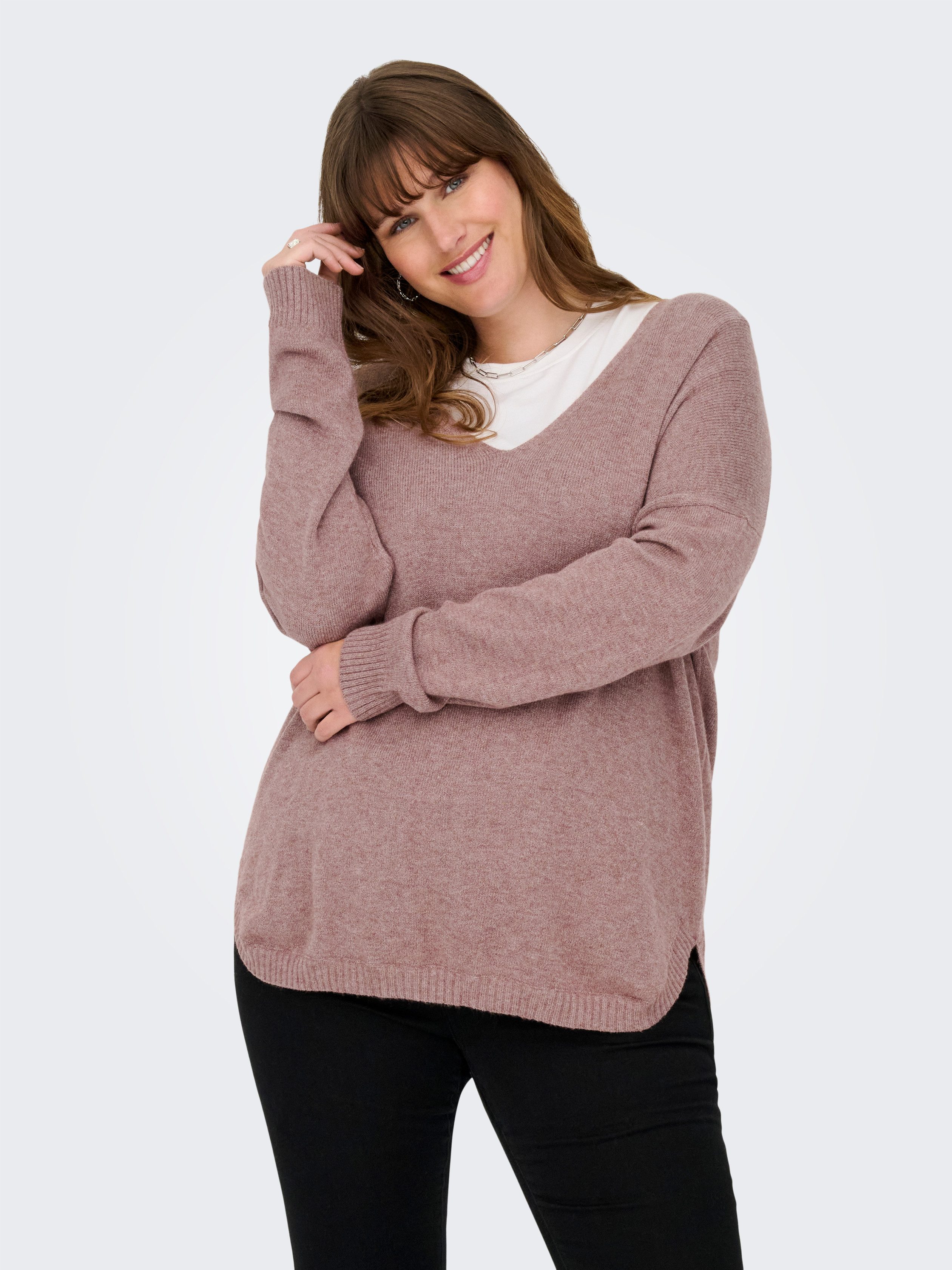 ONLY CARMAKOMA V-Ausschnitt-Pullover CARMARGARETA LS PULLOVER KNT NOOS günstig online kaufen