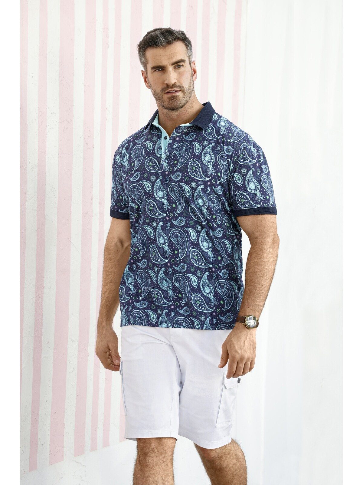 Herren Poloshirts Charles Colby Poloshirt EARL SUITBERT Paisley Muster, Comfort Fit