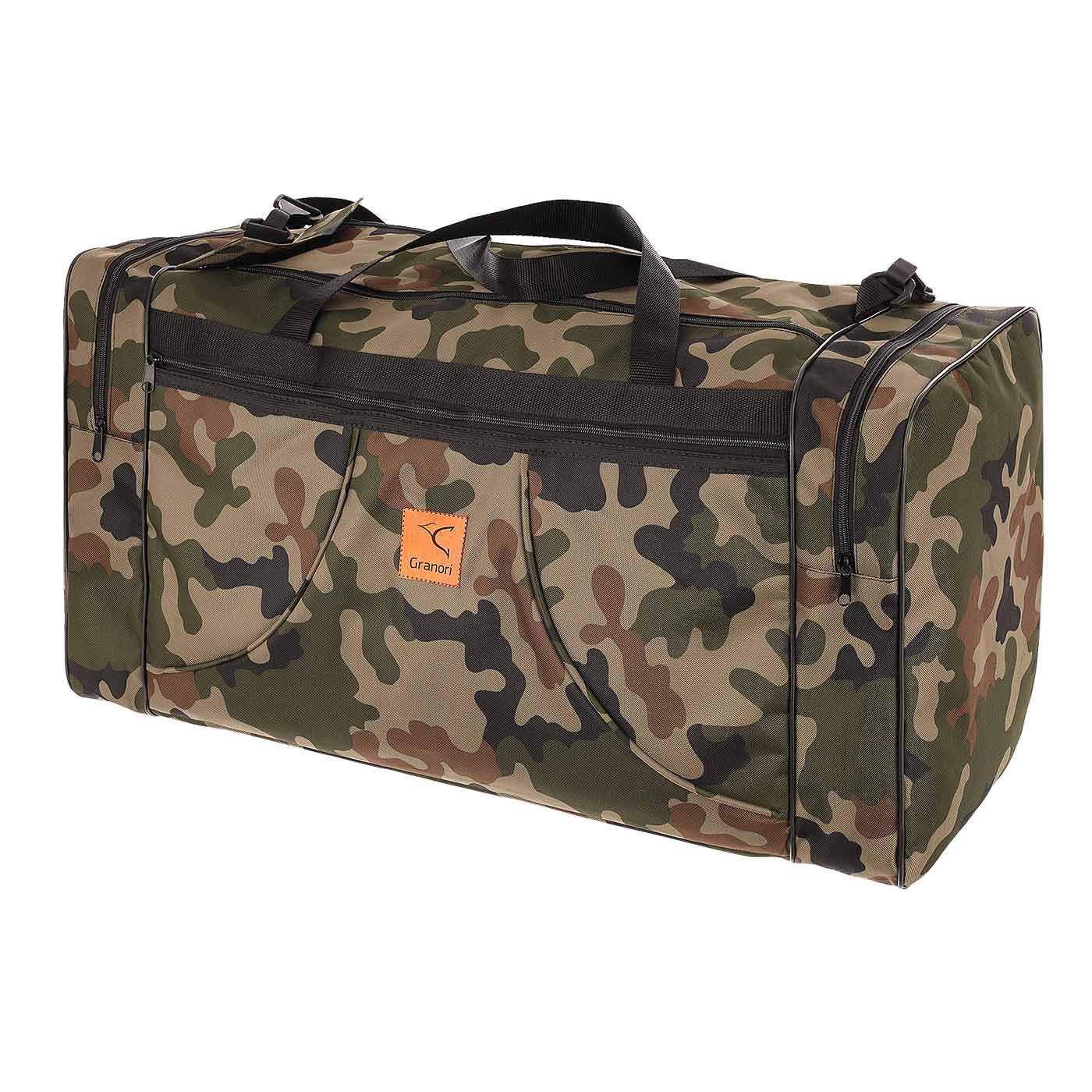 Granori Sporttasche Militär Reisetasche Camouflage 80 L, mit Schulterriemen und mehreren Fächern, EU-Produktion