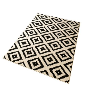 Teppich Teppich Raute Schwarz Creme, HANSE Home, rechteckig, Höhe: 9 mm