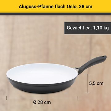 Krüger Bratpfanne Aluguss Pfanne flach OSLO, Aluminiumguss (1-tlg), für Induktions-Kochfelder geeignet