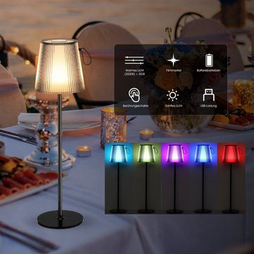 oyajia Schreibtischlampe Dimmbare RGB-Tischlampe, Kabellose Touch-Control Abnehmbar Tischlampe, LED fest integriert, Warmes Licht + RGB, Aluminium Tischlampe, IP44 Wasserdicht für Hotel, Schlafzimmer, Bar