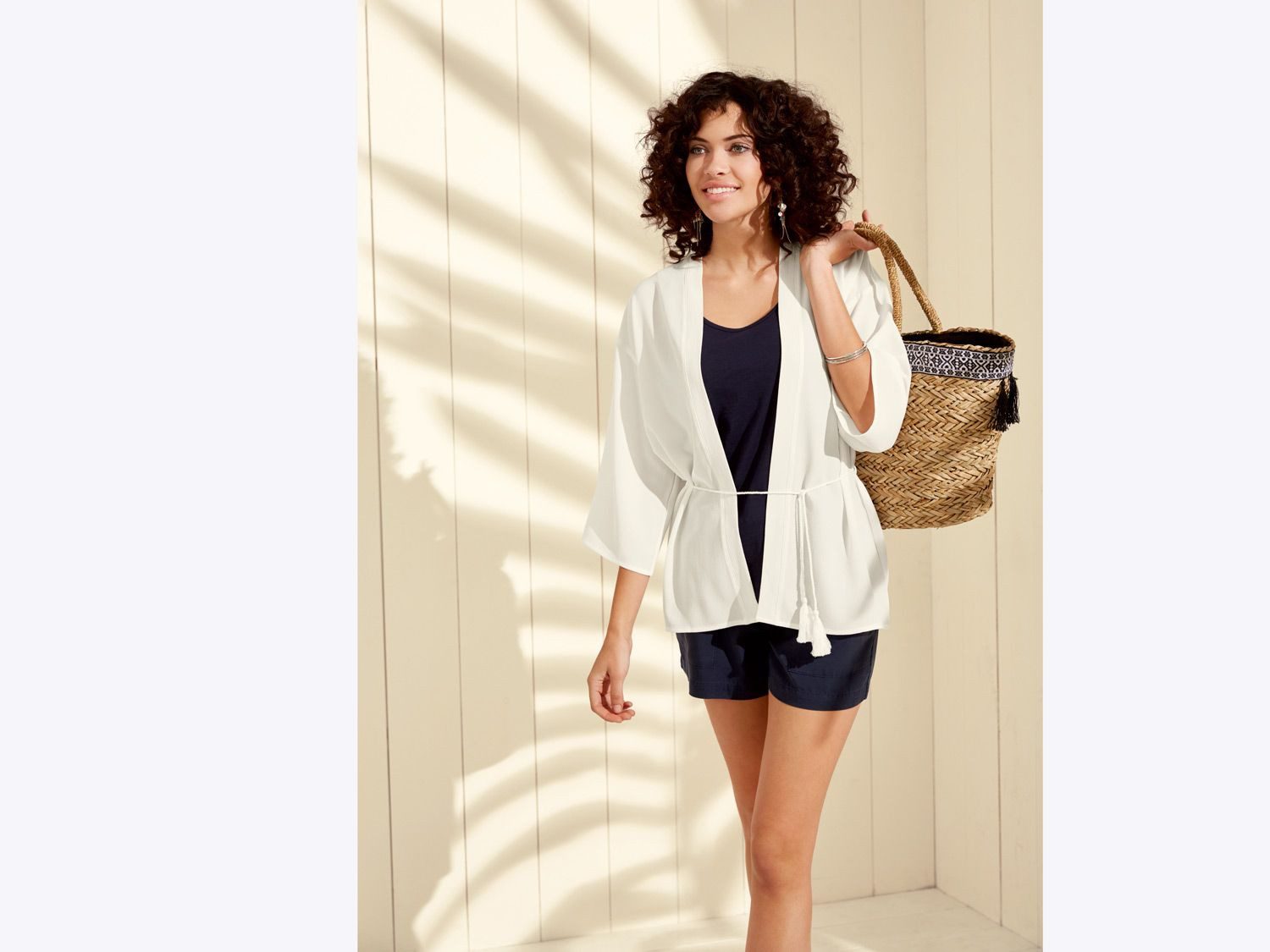 esmara Kimono Kimono kurzarm Sommer Oberteil, Polyester, Kordel, Crepe-Qual günstig online kaufen