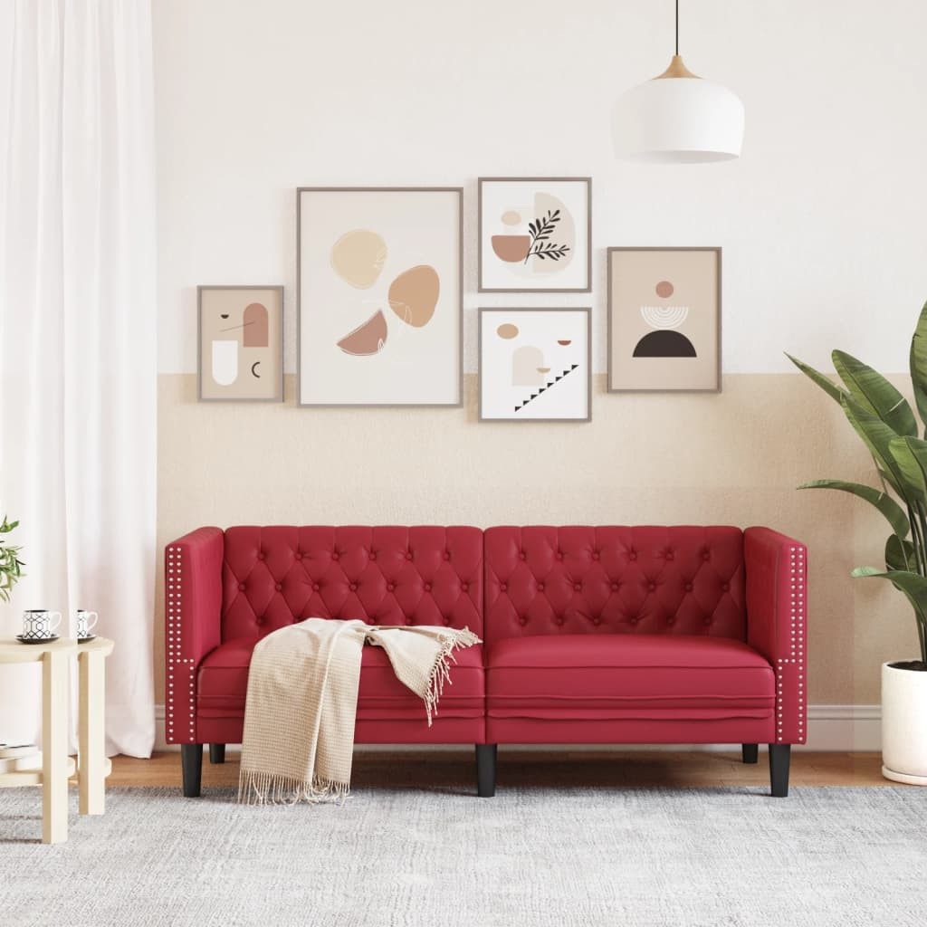 vidaXL Sofa Chesterfield-Sofa 2-Sitzer Weinrot Kunstleder günstig online kaufen