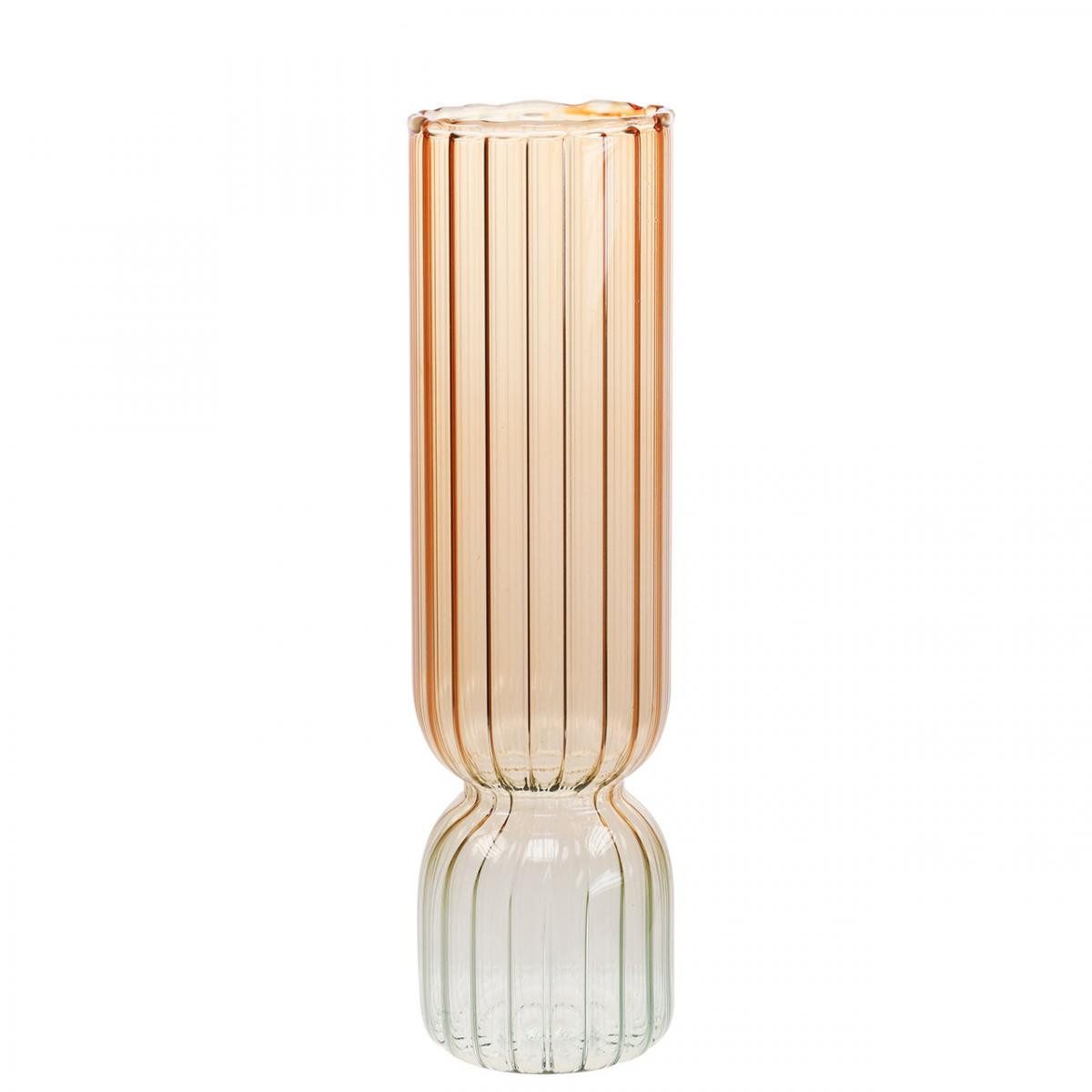 Viana Tischvase Glasvase Braun Klar Deko Mini Retro Vintage Vase Ø5cm H18cm