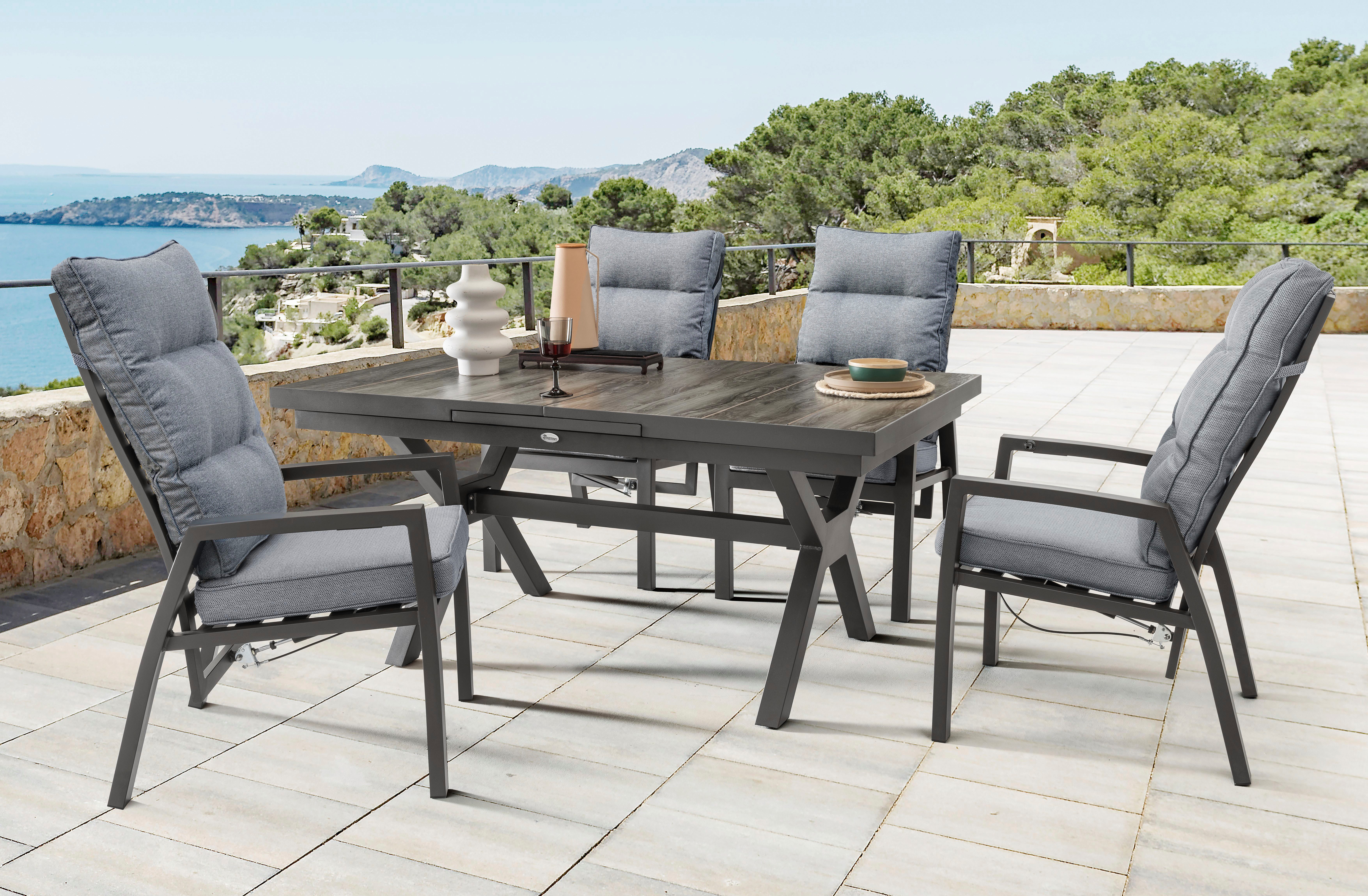 Destiny Garten-Essgruppe GARDA, (9-tlg), 4 Hochlehner inkl. Auflagen, 1 Aus günstig online kaufen