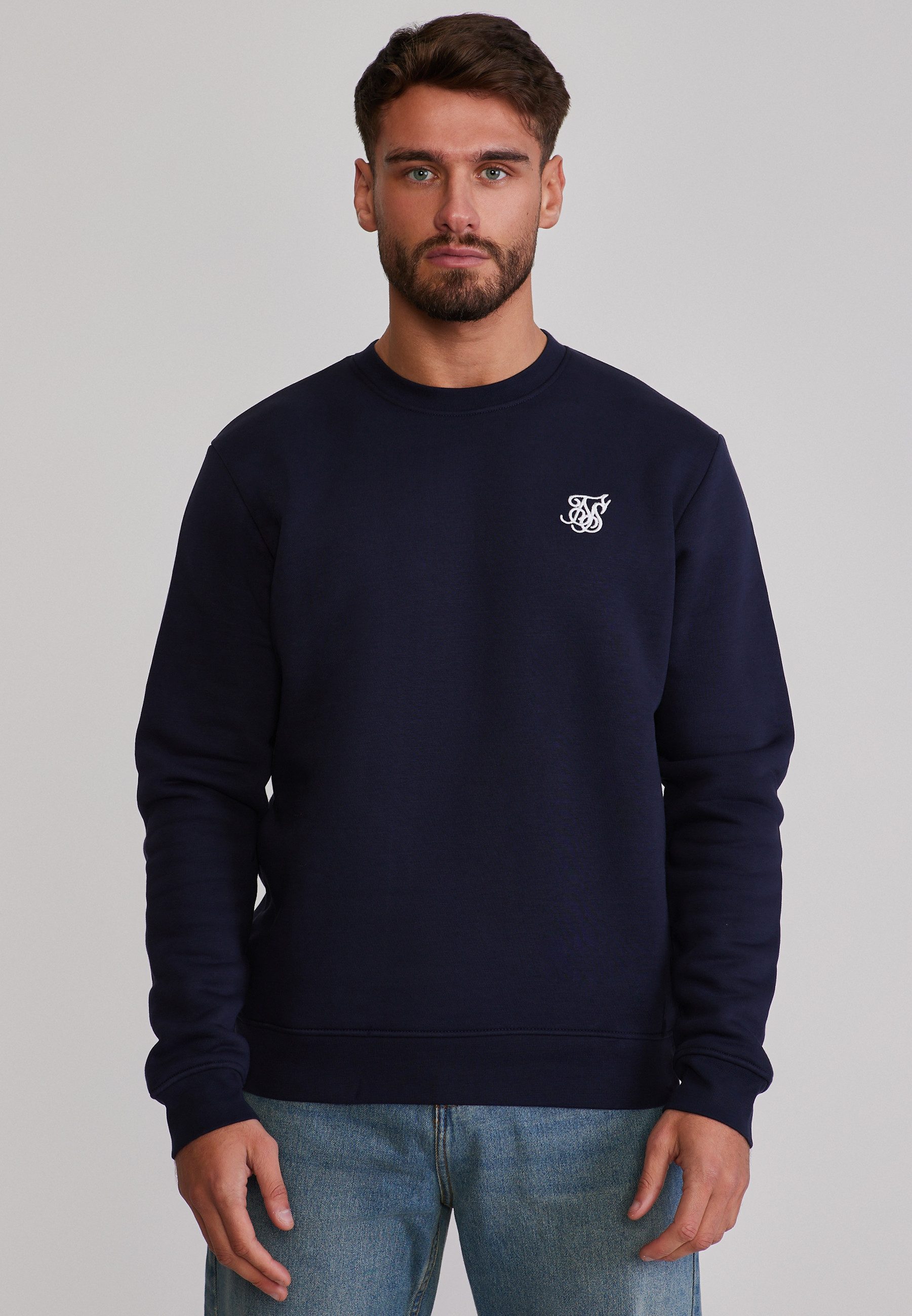 Sweatshirt SikSilk Herren Navyblau Essentials Sweater