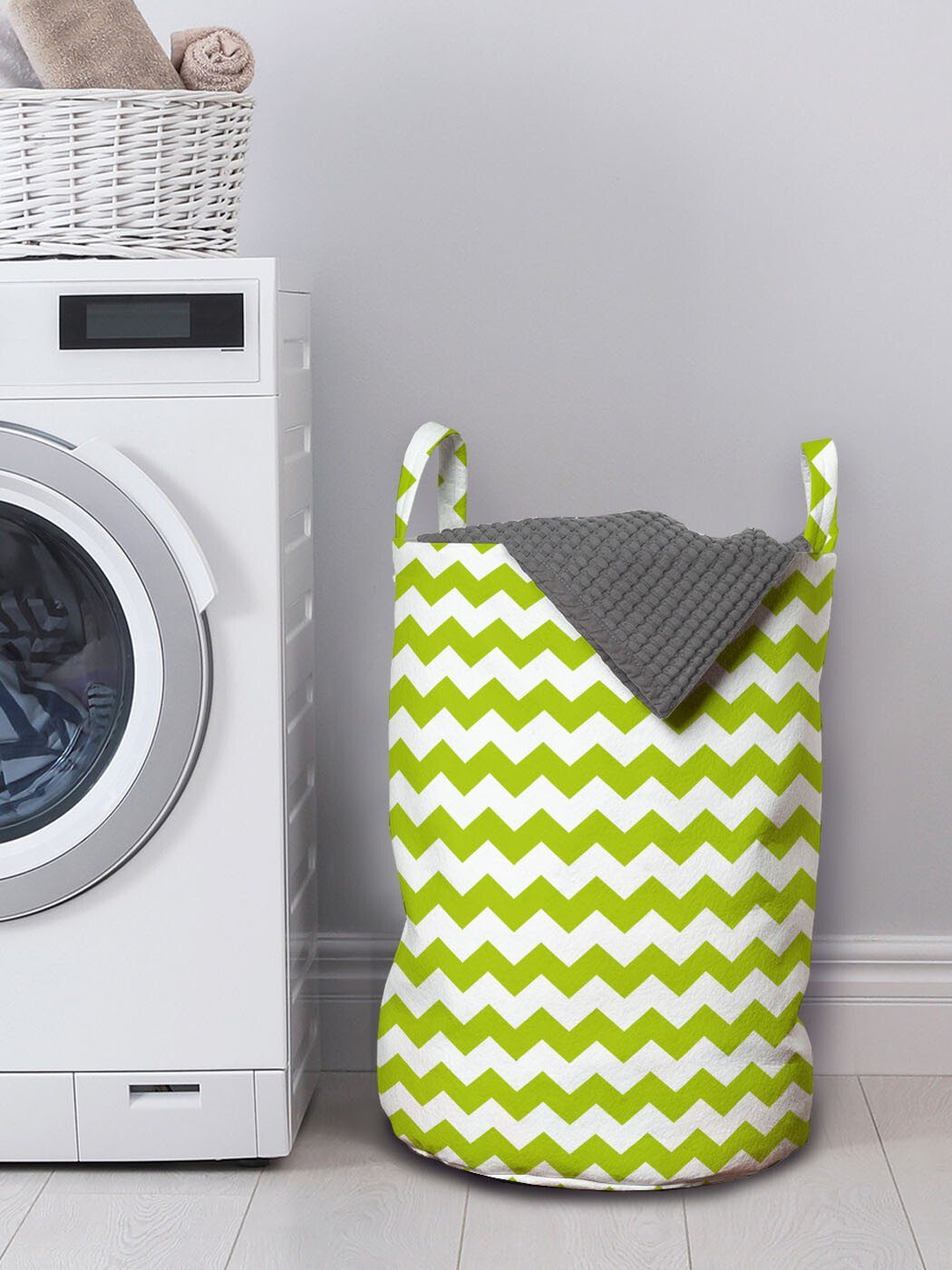 Abakuhaus Wäschesäckchen Wäschekorb mit Winkel Zusammenfassung für Zigzags Kordelzugverschluss Waschsalons, Griffen Zweifarbige