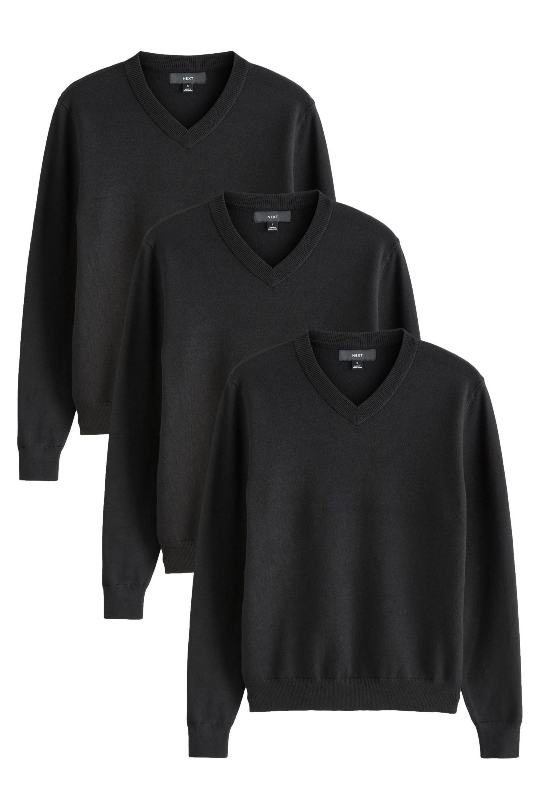 V-Ausschnitt-Pullover Regular Fit Pullover mit V-Ausschnitt, 3er Pack