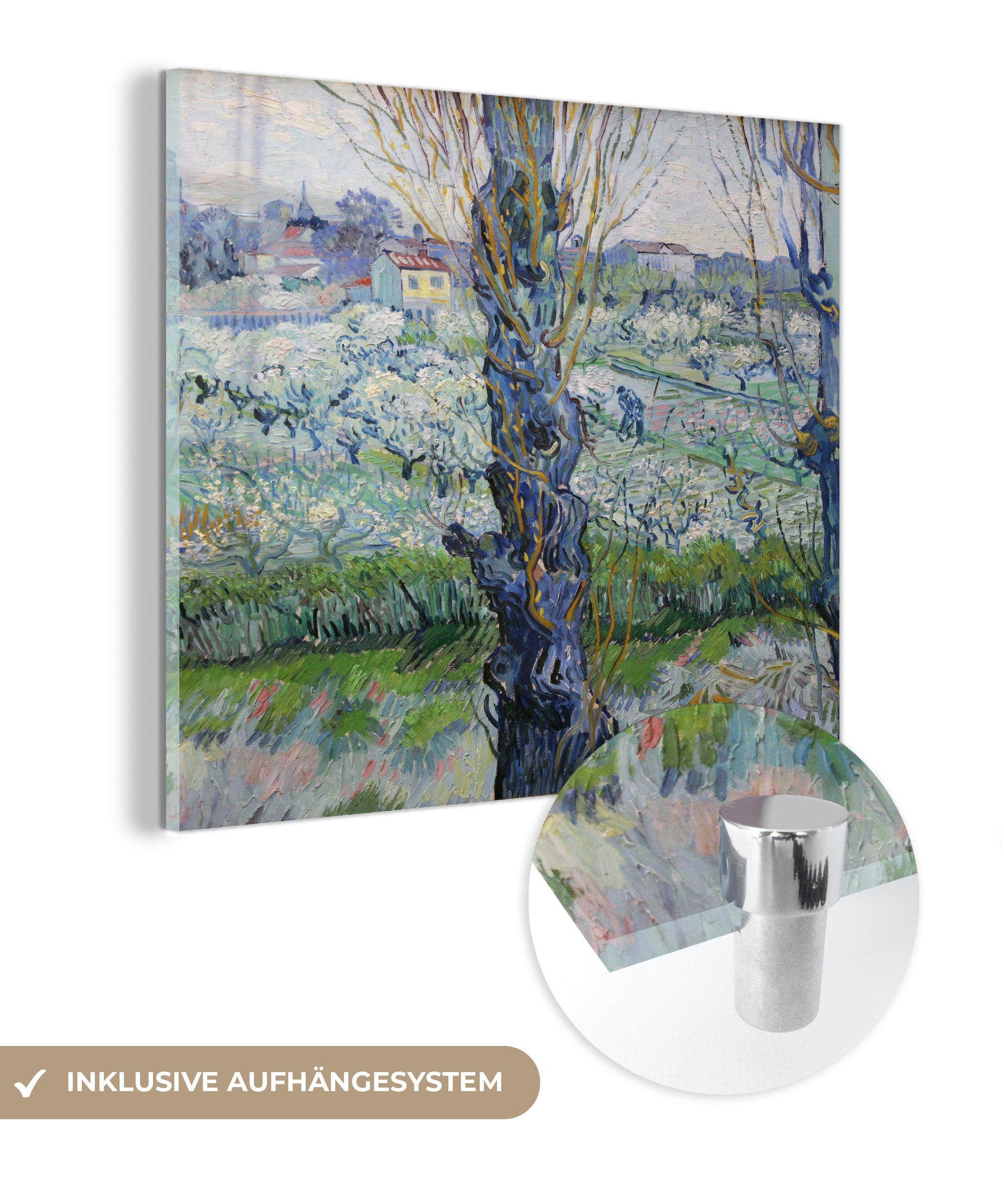 MuchoWow Acrylglasbild Ansicht von Arles - Gemälde von Vincent van Gogh, (1 St), Glasbilder - Bilder auf Glas Wandbild - Foto auf Glas - Wanddekoration